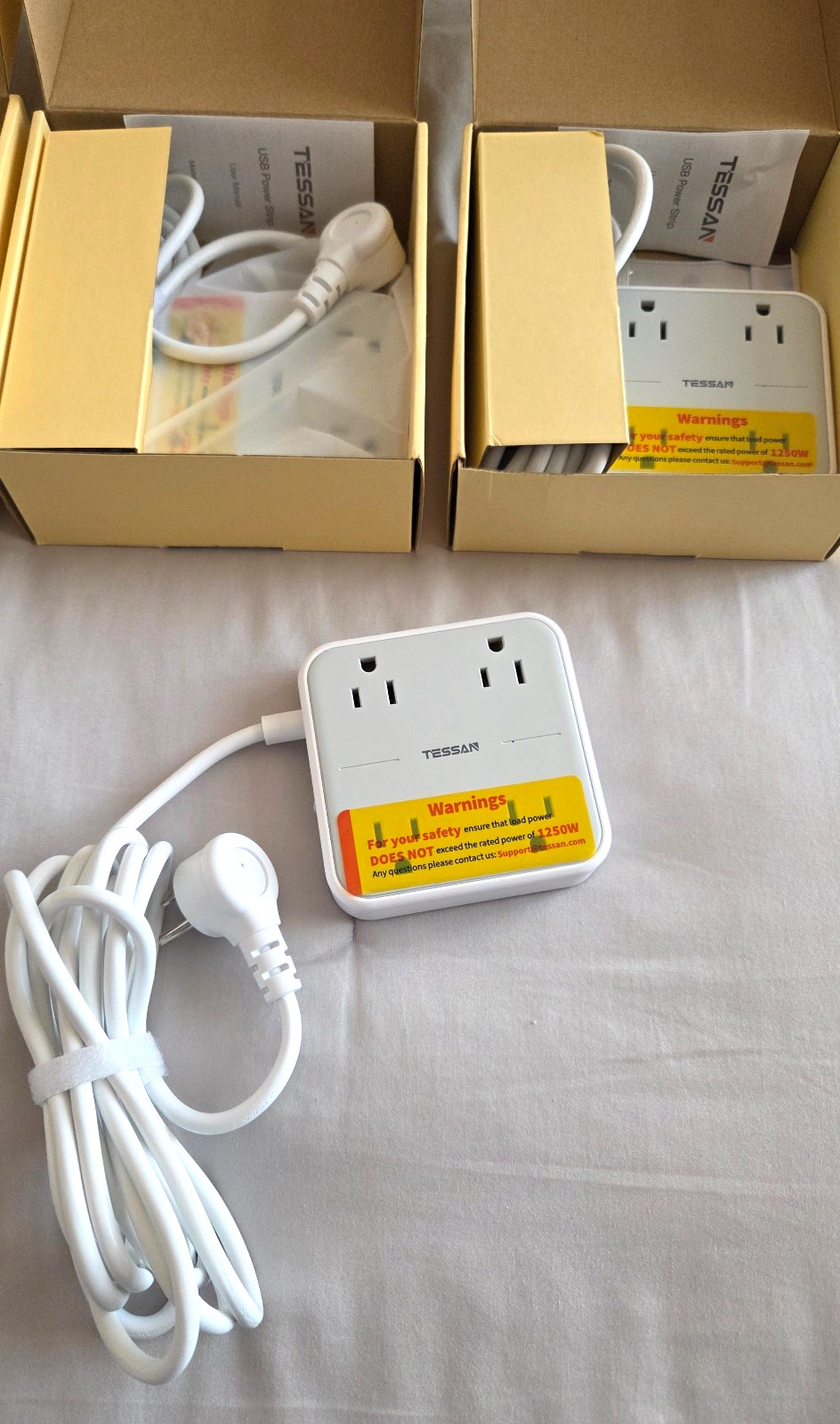 5pc LOT Tessan & Mifaso Multi Outlet Power Strip with Wide Outlet & USB Charging