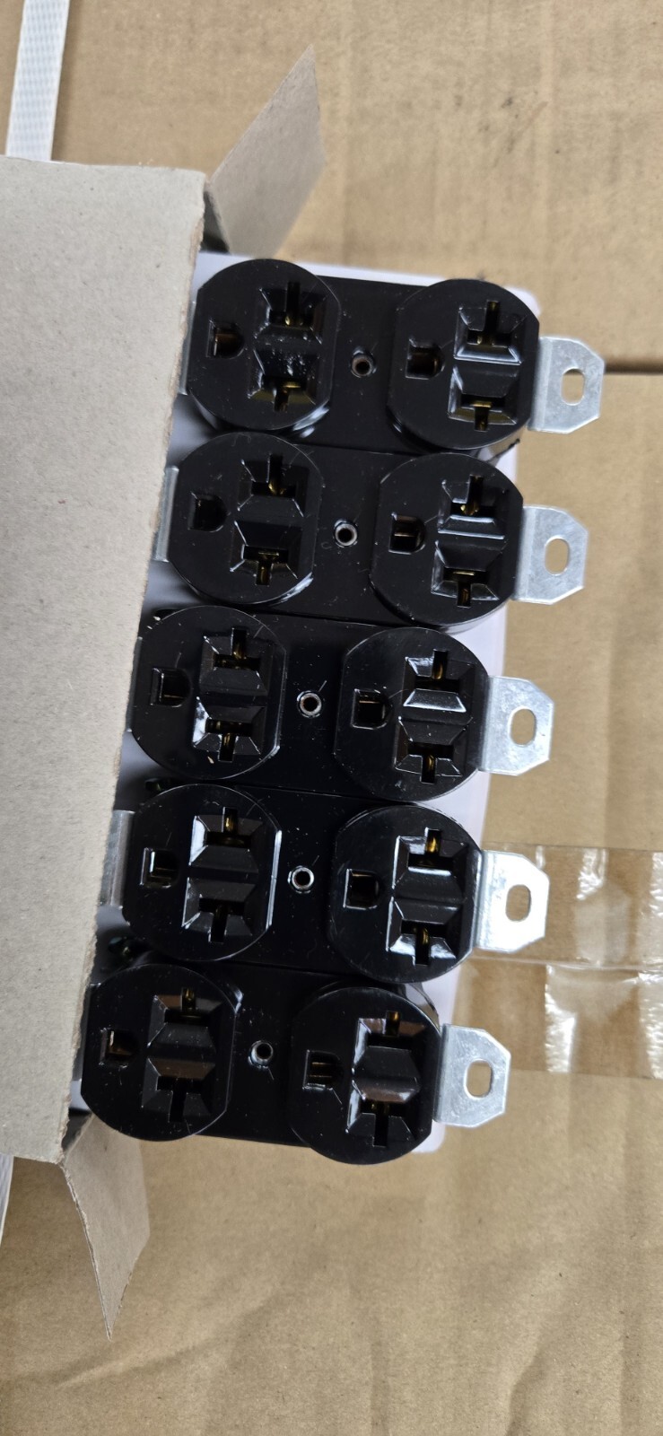 Pack Of (10) 20 Amp 120/240 Volt Black Electrical Duplex Outlet-Recepticle-Plug