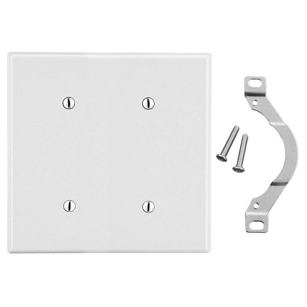 HUBBELL P24W Blank Wallplate,Stnd;Wht,2Gng,Smth Stn 783Y09
