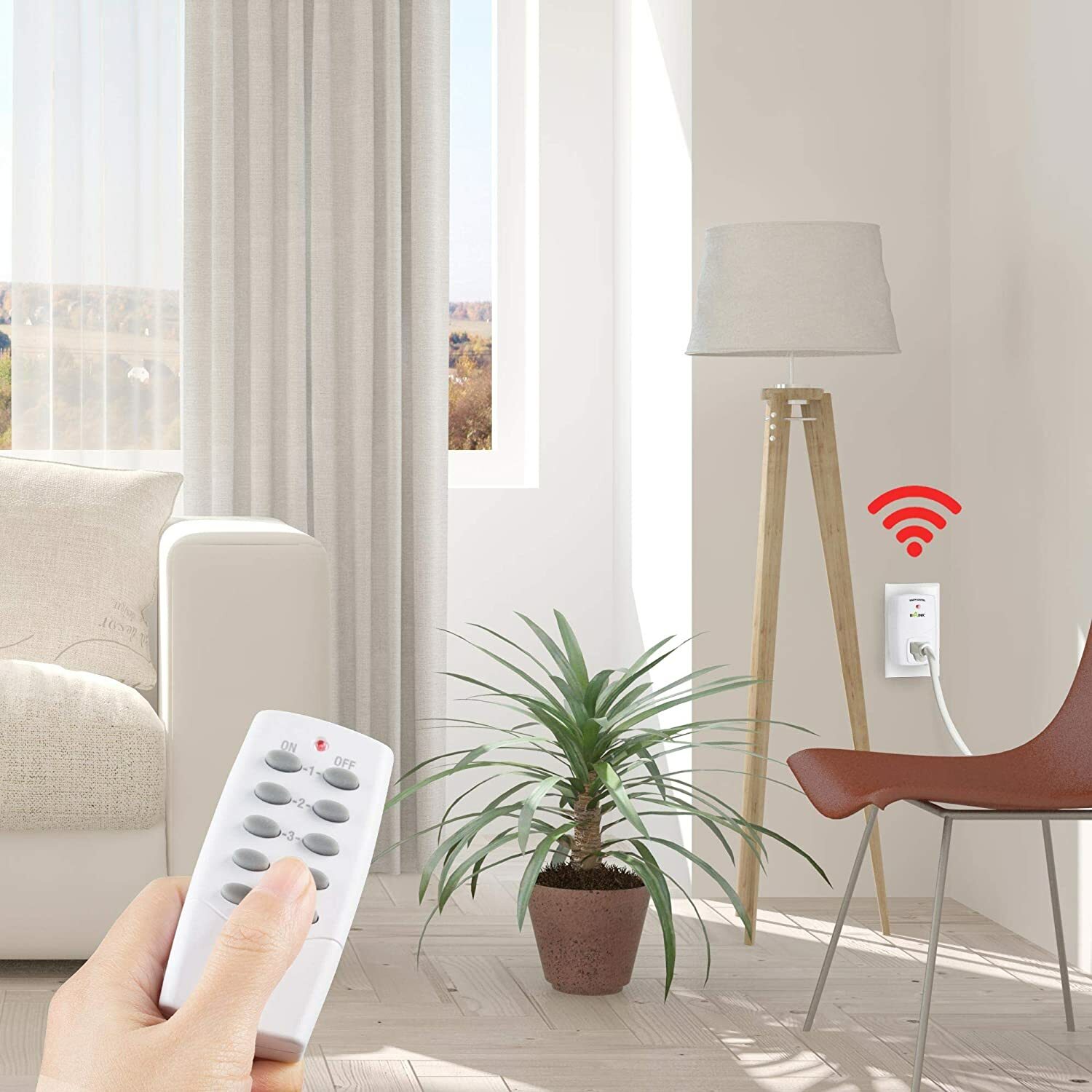 BN-LINK Indoor Wireless Remote Control Outlet Plug in with 2 Remotes +5 Sockets