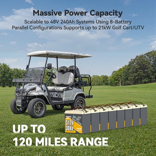 Power Queen 48V 30Ah Bluetooth Low Temp Golf Cart Lithium LiFePO4 Battery BMS
