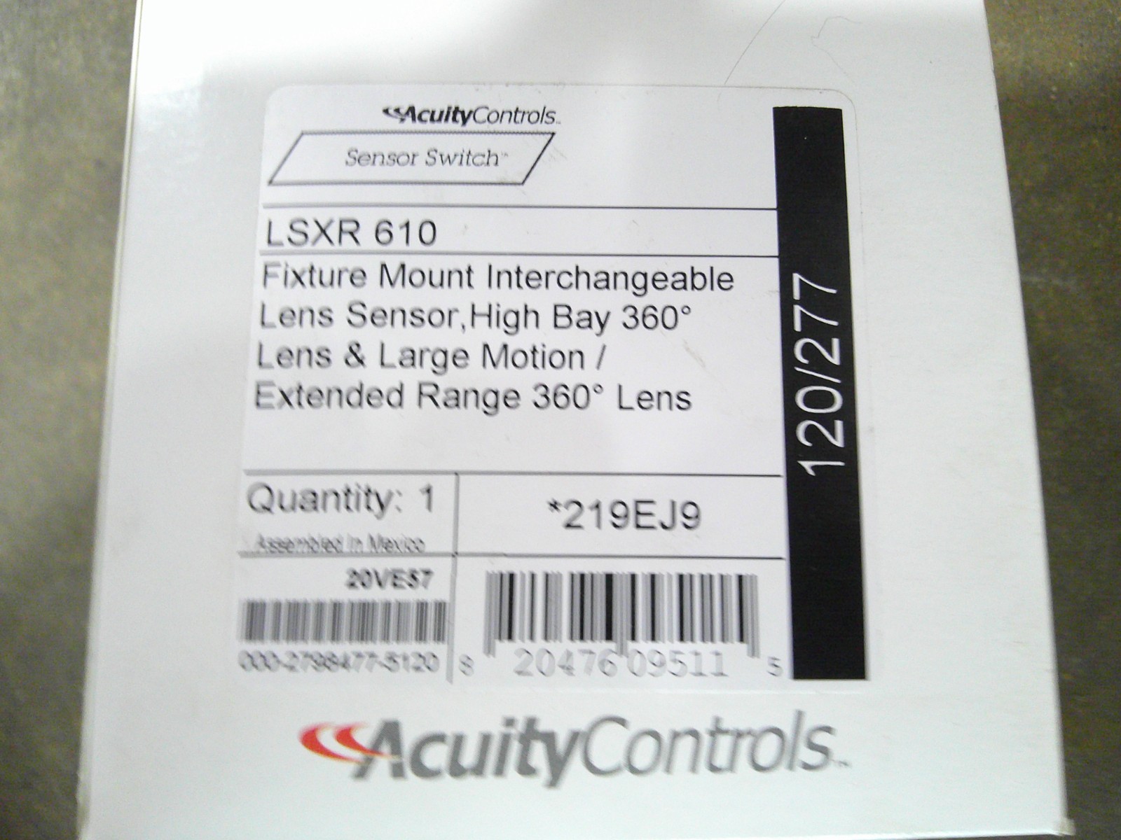 Acuity Sensor Switch LSXR610 120 to 277 VAC Fixture Mount Occupancy Sensor