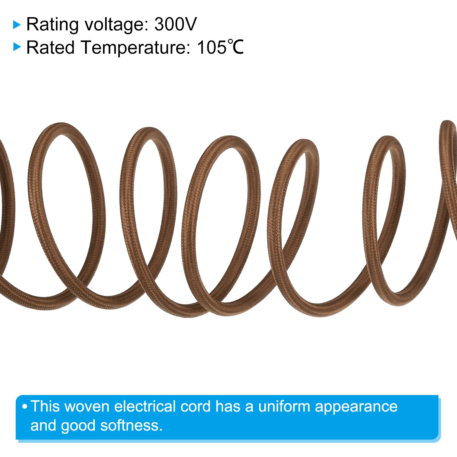16.4ft 18AWG 2 Core Fabric Cloth Covered Round Wire Brown