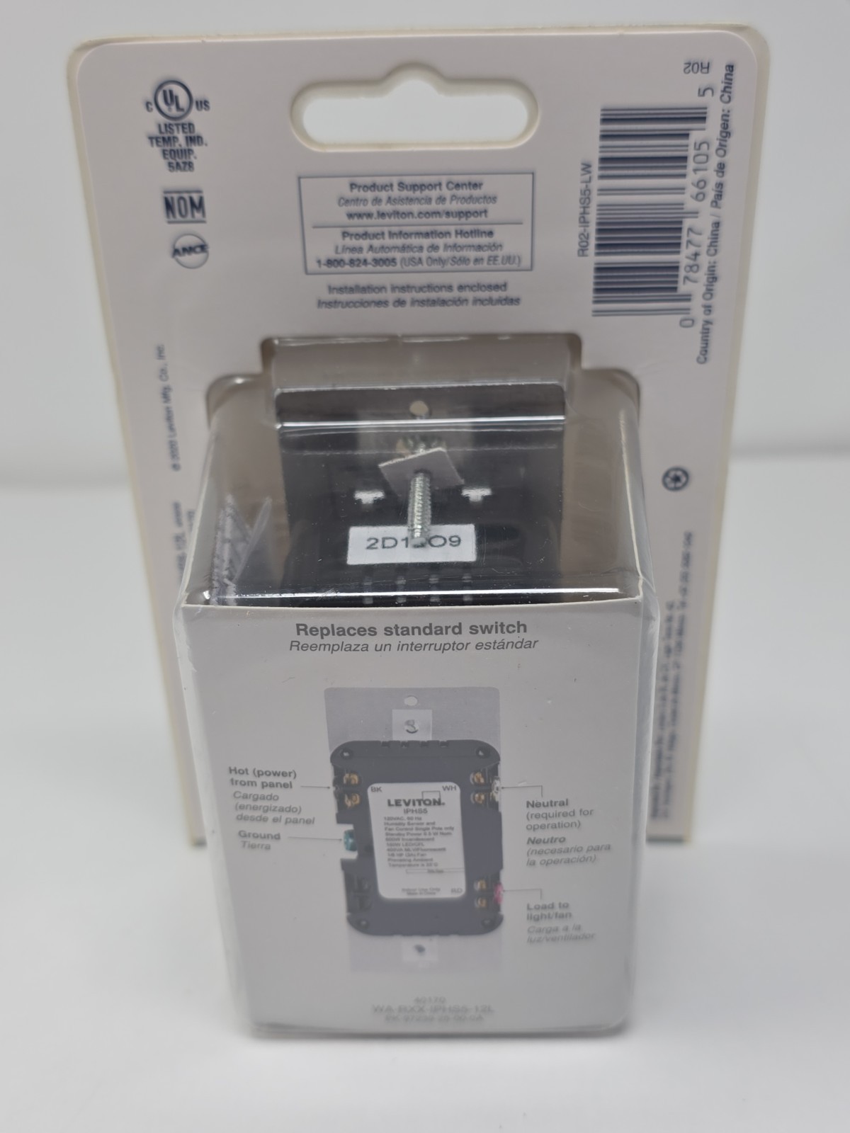New Leviton Humidity Sensor & Fan Control White (R02-IPHS5-LW) FREE Shipping