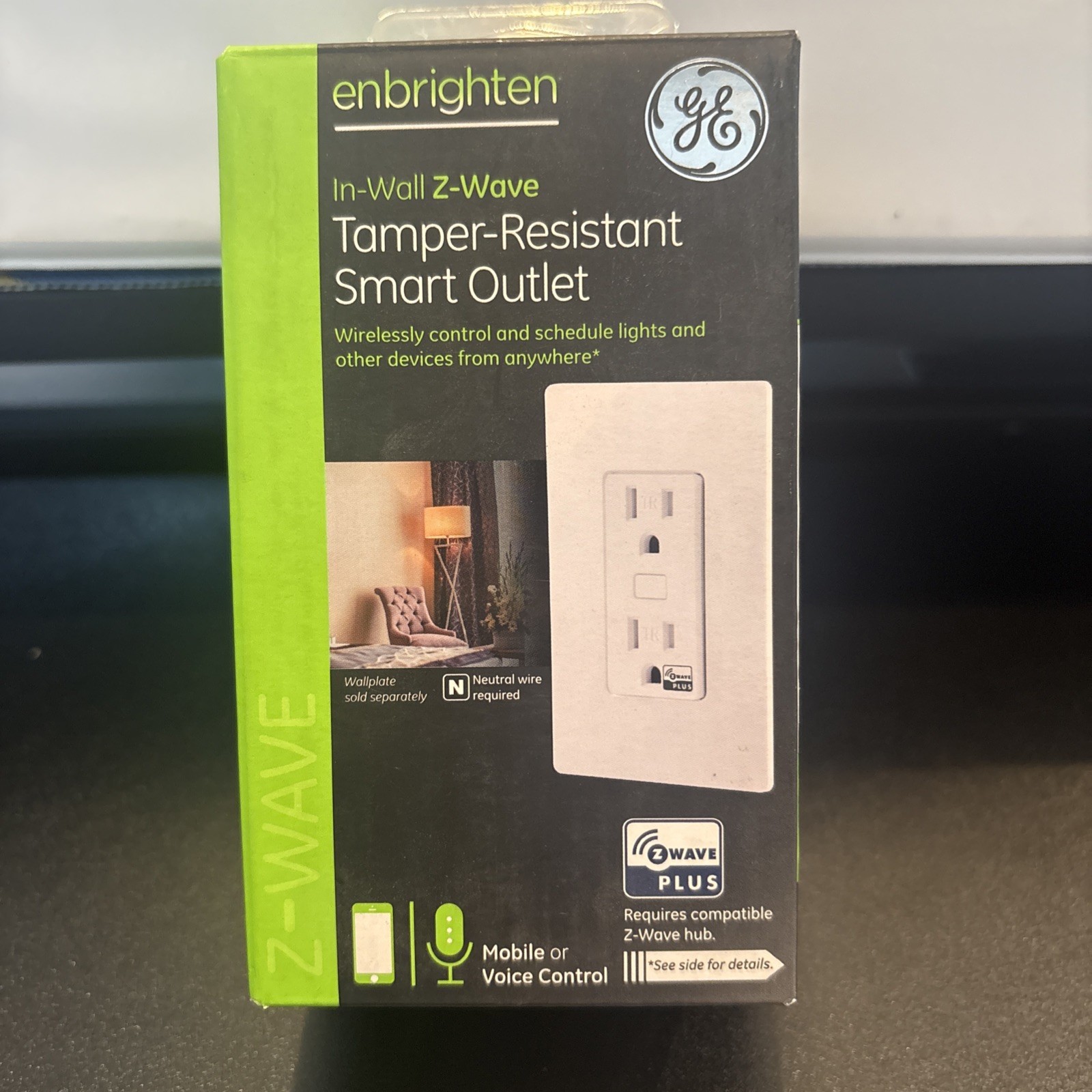 GE Enbrighten In-Wall Z-Wave Plus White Tamper-Resistant Smart Outlet
