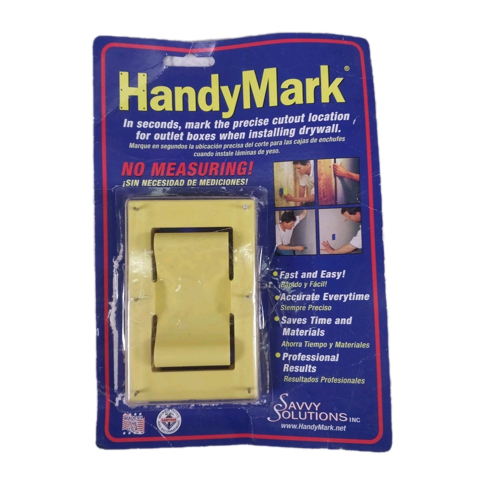 HandyMark Electrical Outlet Box Cutout Jig ABS Plastic Drywall Marking Tool USA