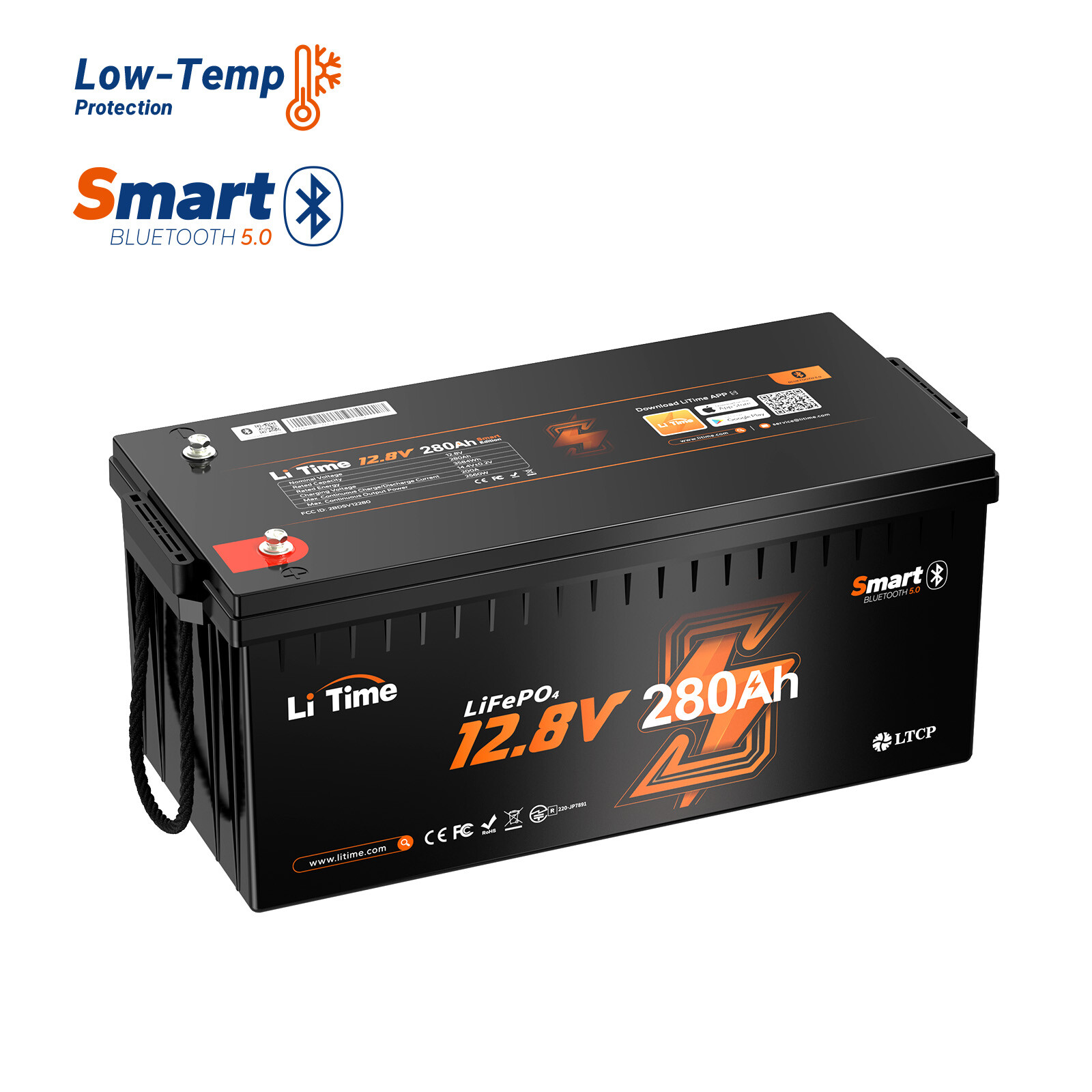 LiTime 12V 280Ah Bluetooth Low-Temp LiFePO4 Lithium Battery For RV Solar Marine