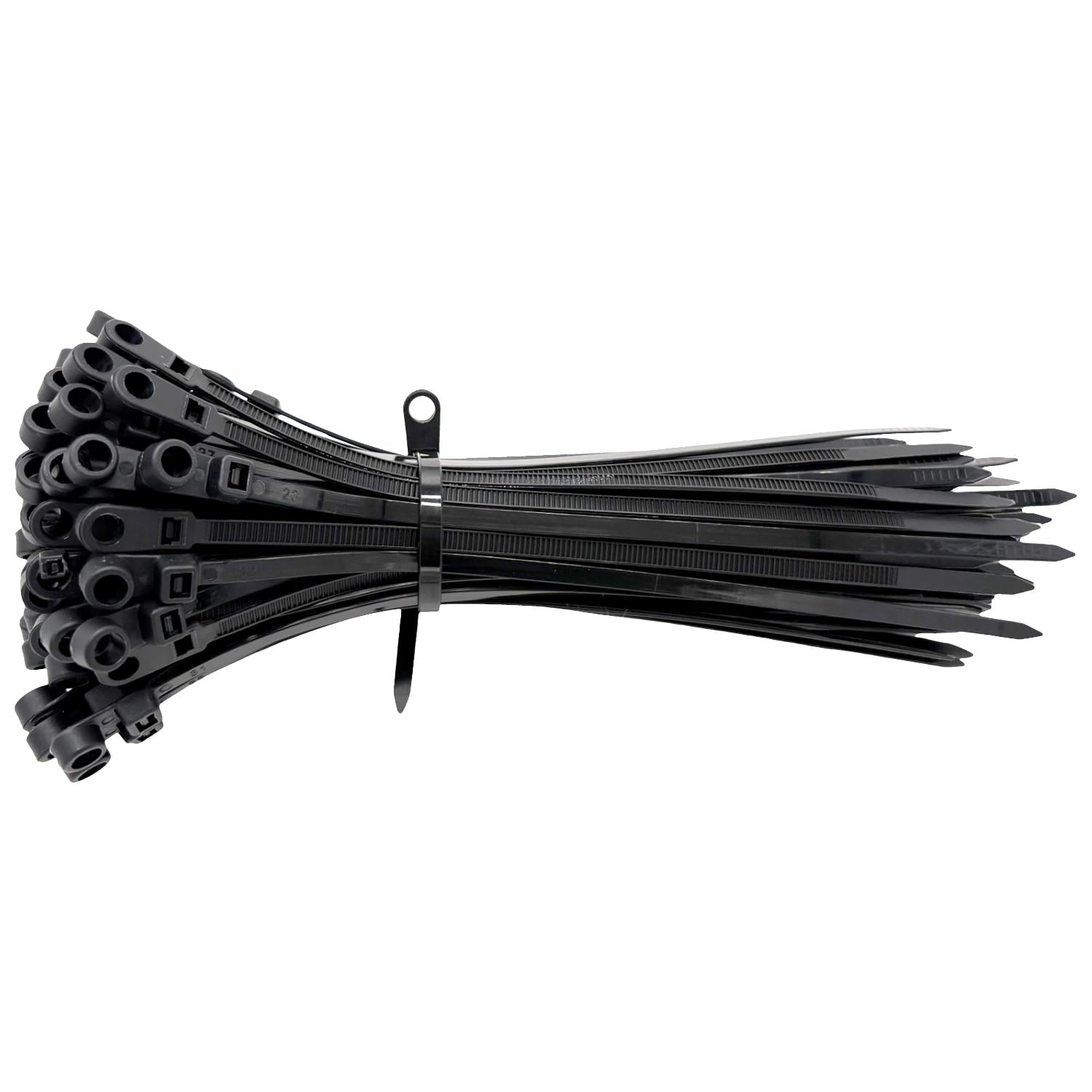 100Pcs Plastic Cable Ties with Screw Holes 8 Inch Self locking Black