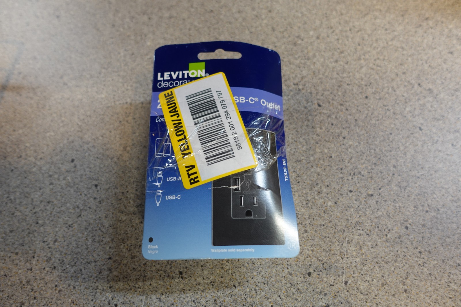 Leviton 15 Amp USB Charger Outlet Type A & C Decora Tamper-Resistant – Black
