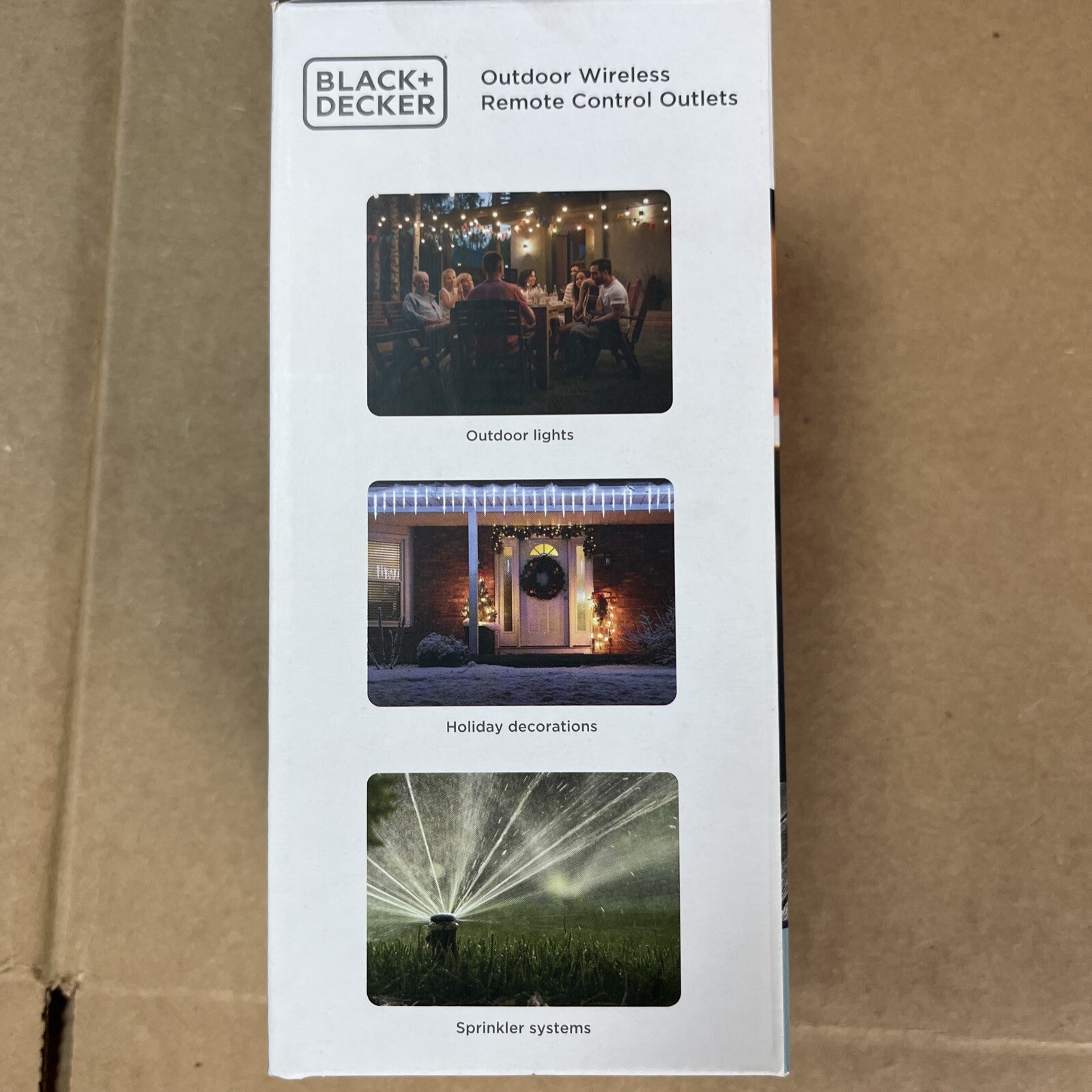 BLACK+DECKER Outdoor Wireless Outlet with Remote 2 Grounded Outlets Photocell Se