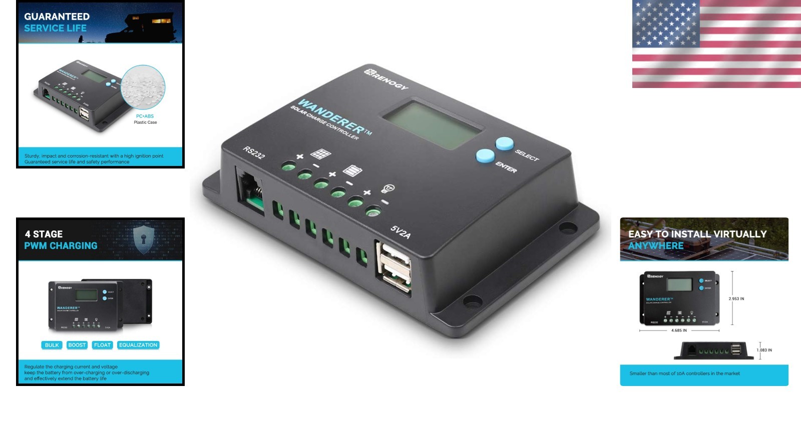 RV Marine Solar Power Controller with Overcharge Protection