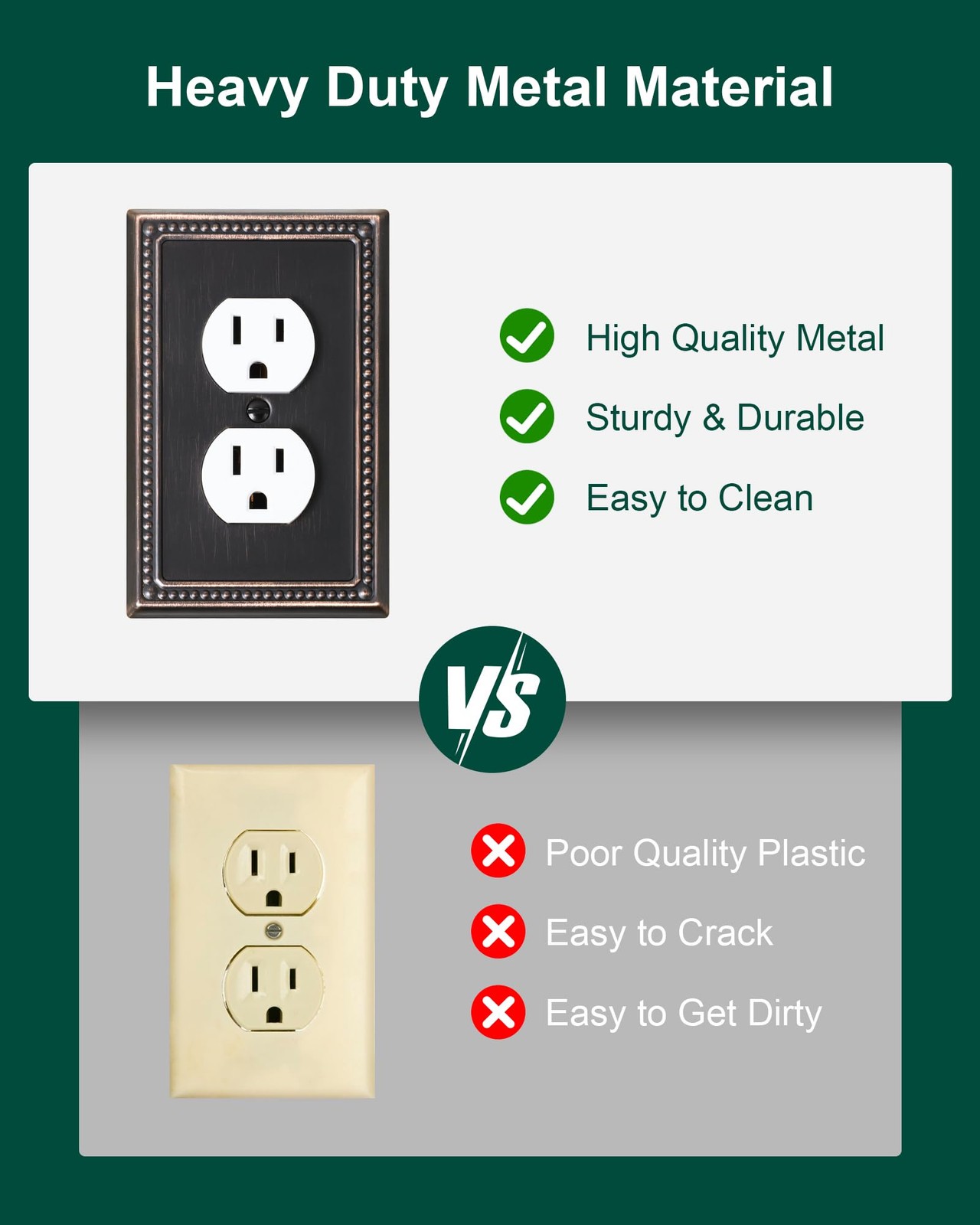 6-Pack Duplex Outlet Cover Plate, Aged Bronze Metal Wall Plates for Electrical