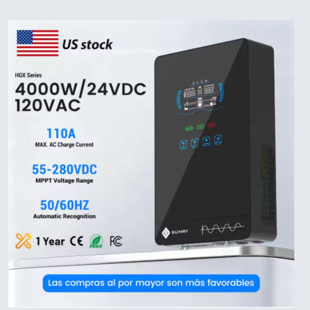 4000W Hybrid Solar Inverter 24V Pure Sine Wave 5600W MPPT 110V Off Grid