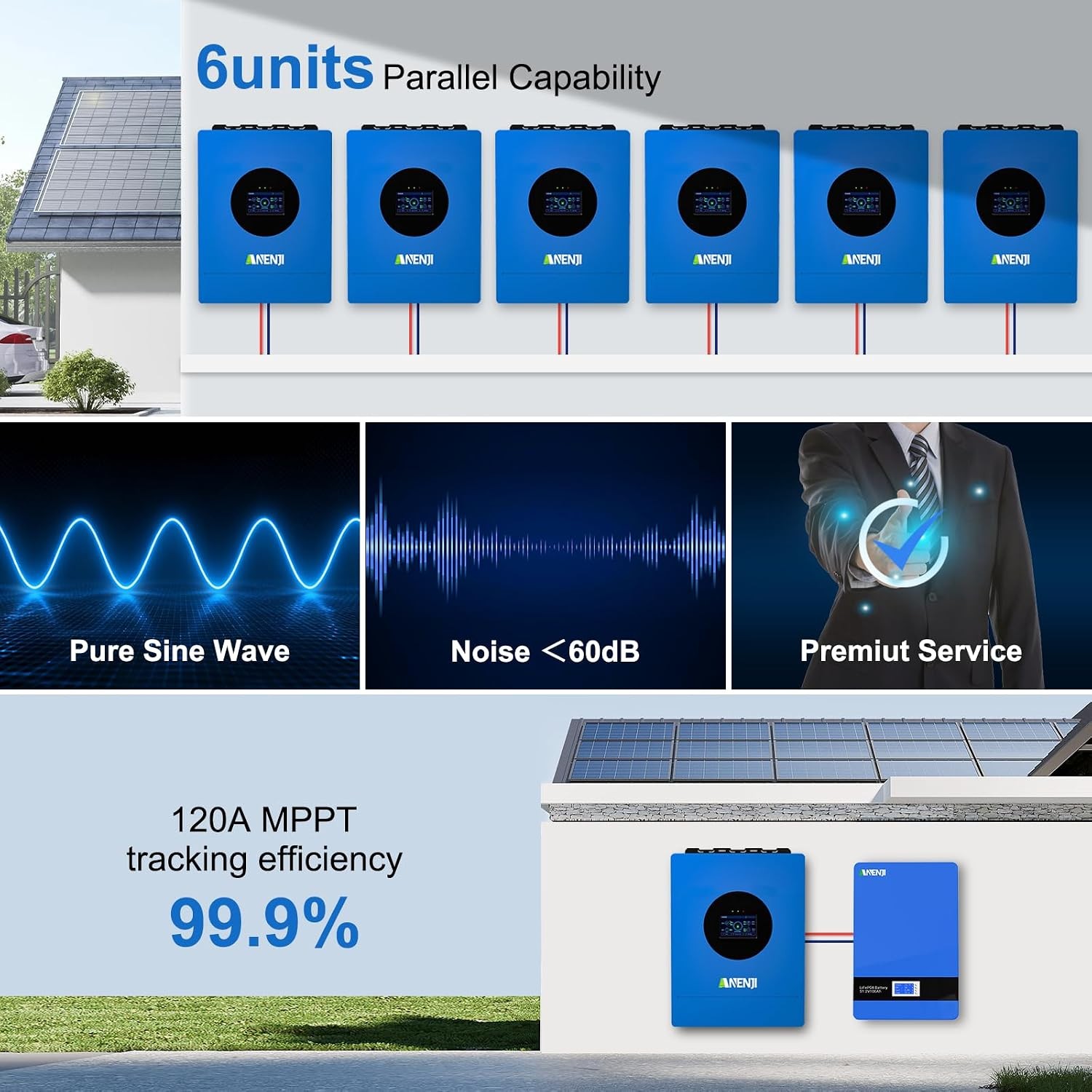 6000W 48V Solar Inverter Hybrid Off-grid 110V/120V MPPT 120A Charger Controller