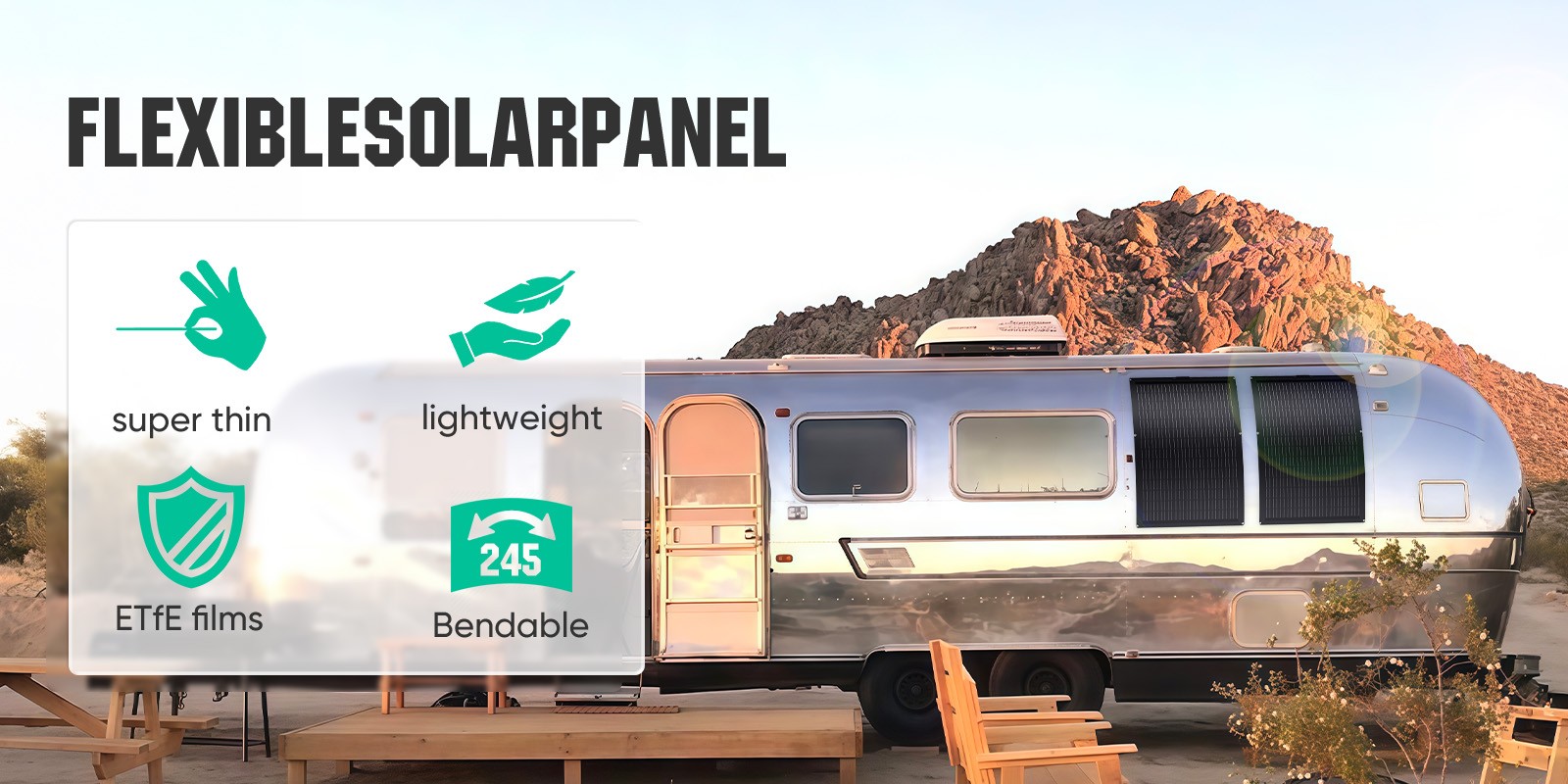 300W 12V Flexible Solar Panel Mono Portable Power Camping Home RV Battery Charge