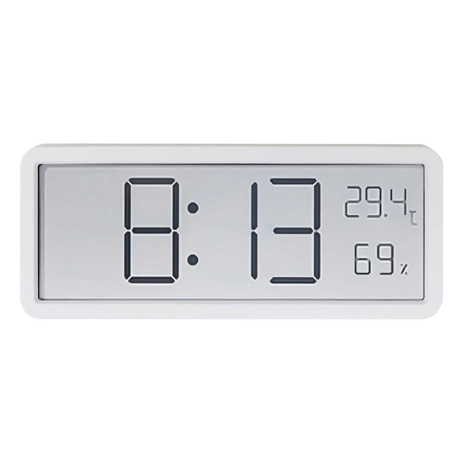 LCD Digital Wall Clock with Temperature Humidity Display for Living Room Office