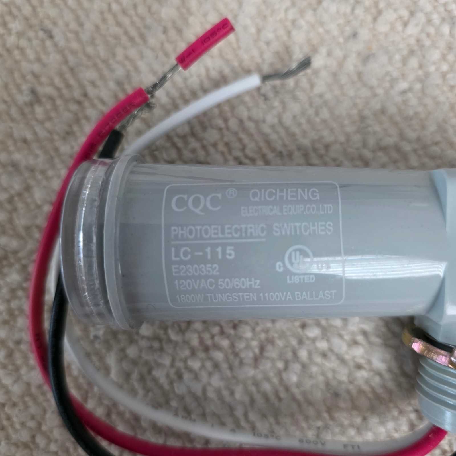 Sunlite Photo Control Sensor Qicheng LC-115 Photoelectric Switch 120V 1800W Gray