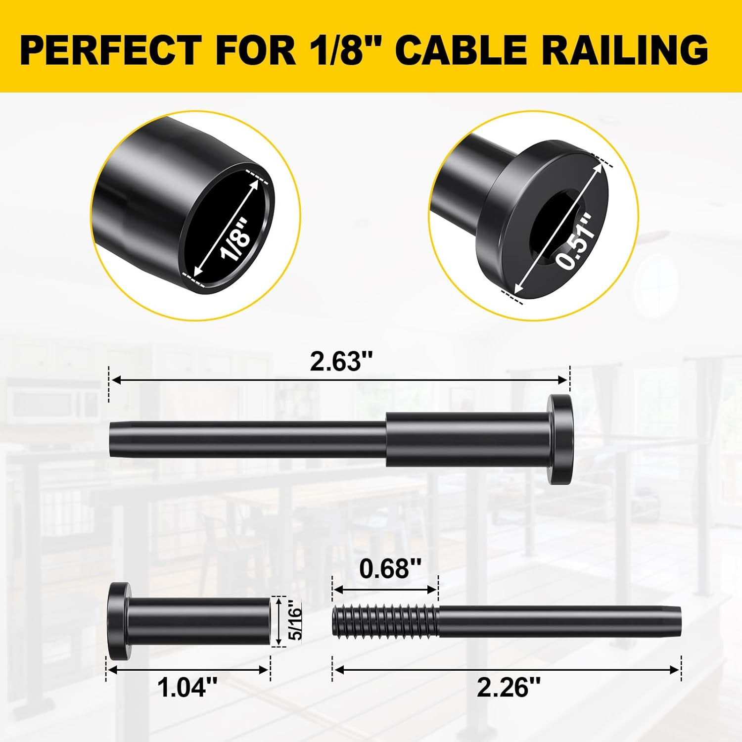 50 Pack 1/8″ Invisible Cable Railing Kit, T316 Stainless Steel Invisible Receive