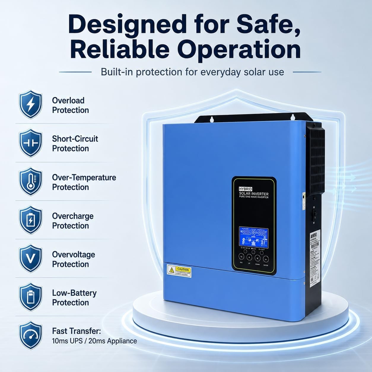 US 4200W 24V Solar Hybrid Inverter 110V 120V Pure Sine Wave 120A MPPT Controller