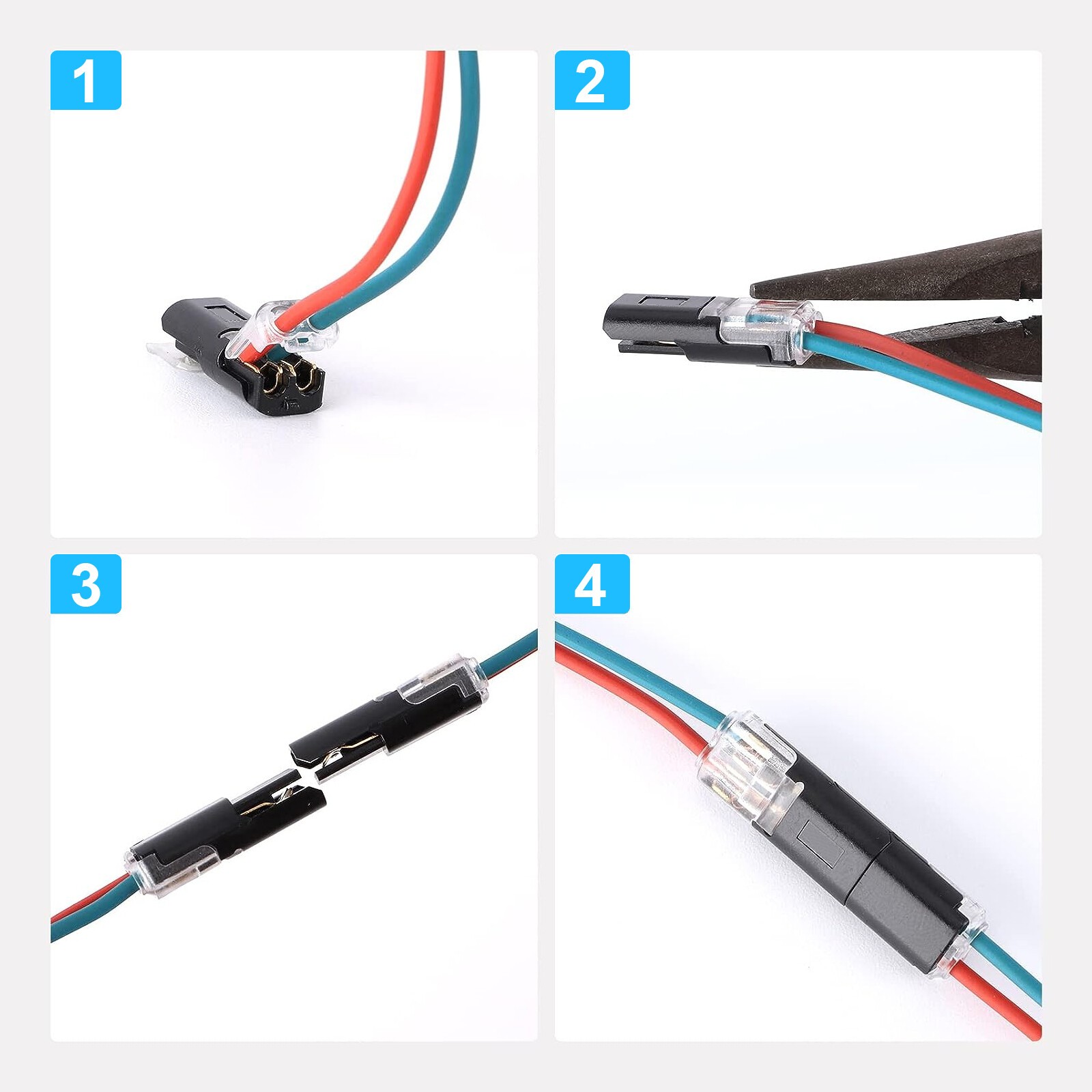 100 pcs Double-Wire Plug-in Connector,Cable Clamp with Locking Buckle, AWG 18-22