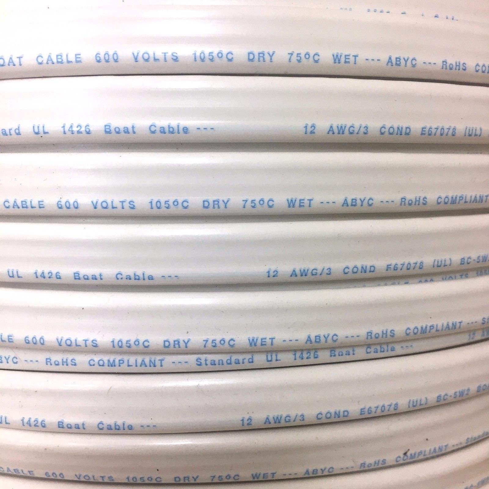 12/3 AWG 12 Gauge Marine Grade 3 Wire AC, Boat Cable, Tinned Copper Flat Triplex