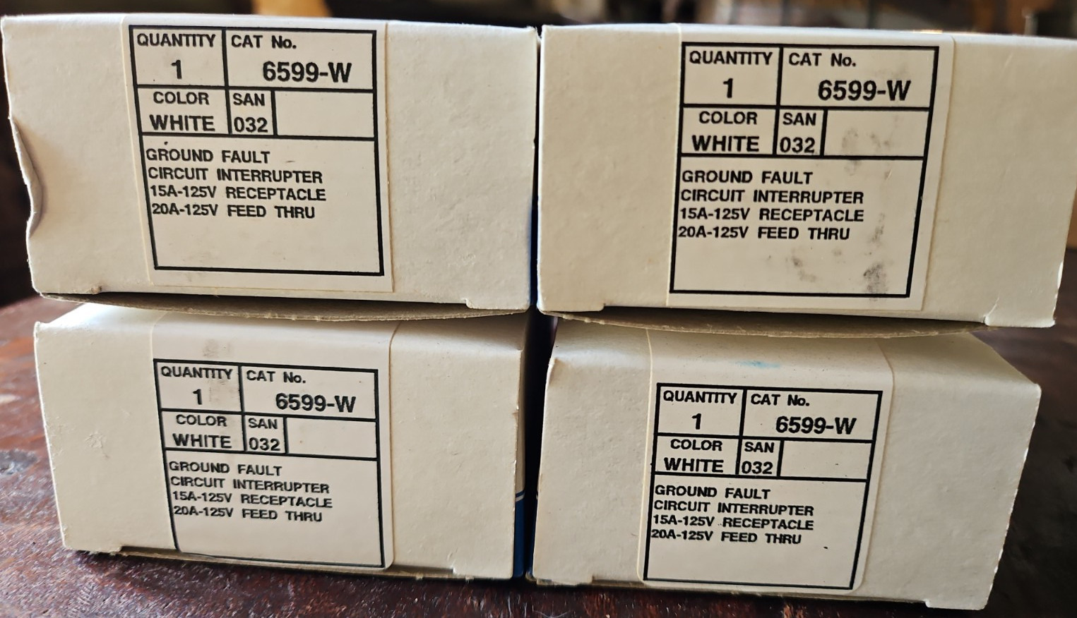 Lot of 4 NEW Leviton 6599-W 15A 125V GFCI Outlet White, Shock Resistor FREE SHIP