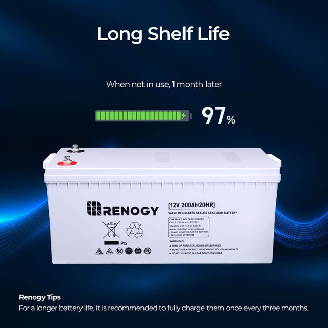 Open Box Renogy 12V 200AH Deep Cycle AGM Battery Rechargable For RV Solar