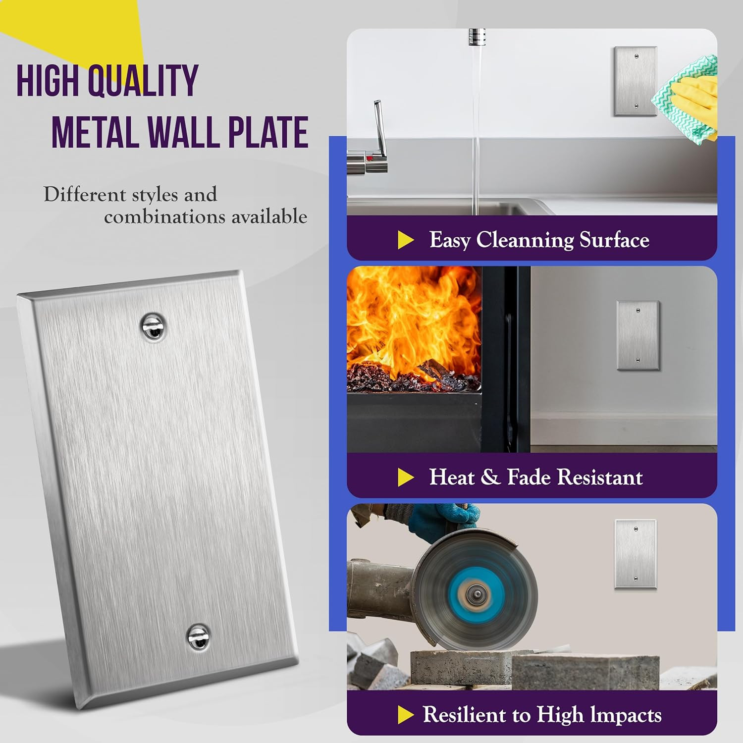 Blank Device Metal Wall Plate, Corrosion Resistant, Size 1-Gang 4.50″ X 2.76″, U
