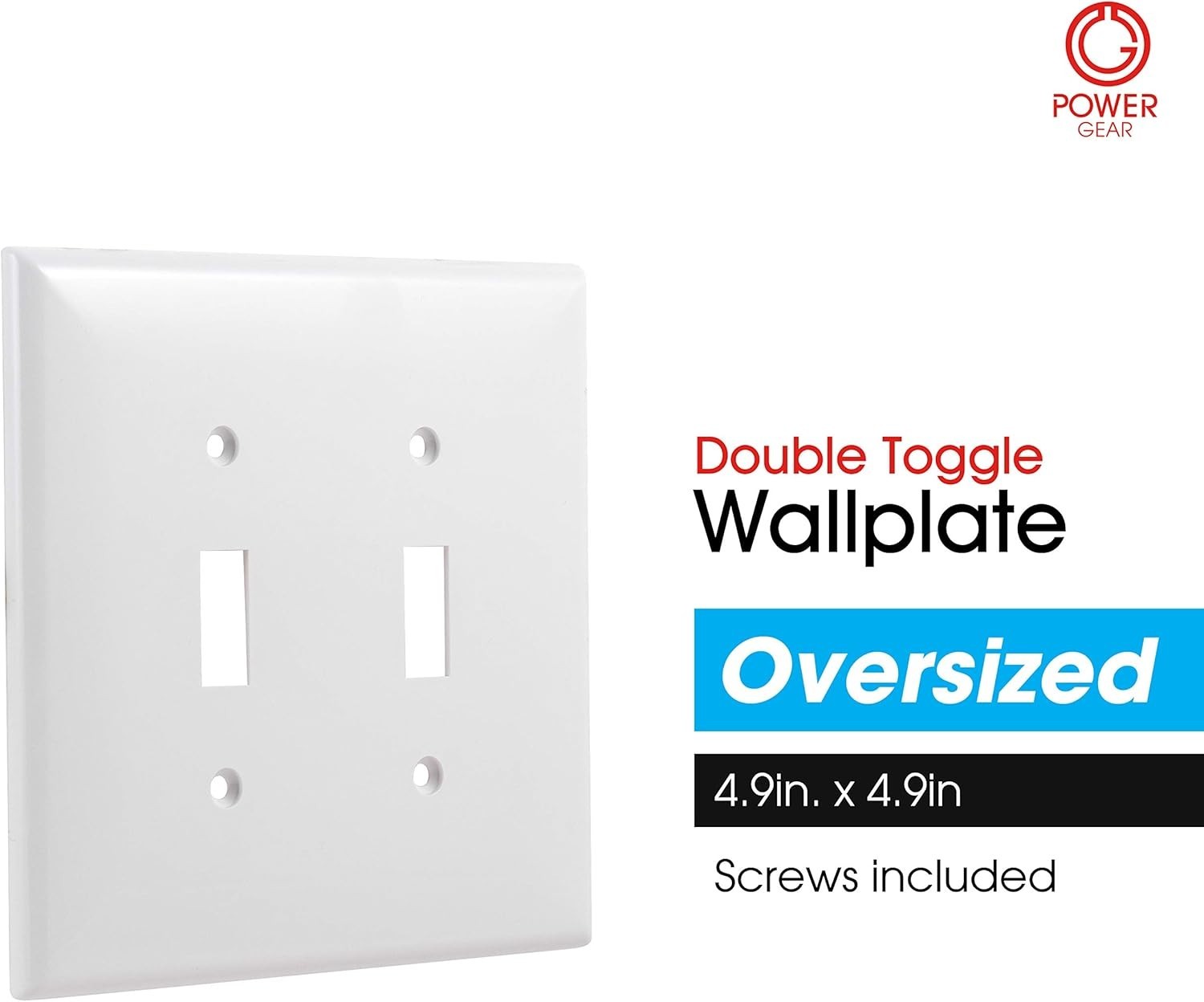Double Wall Plates Cover for 2 Gang Toggle Switch, Bright White, Easy Install