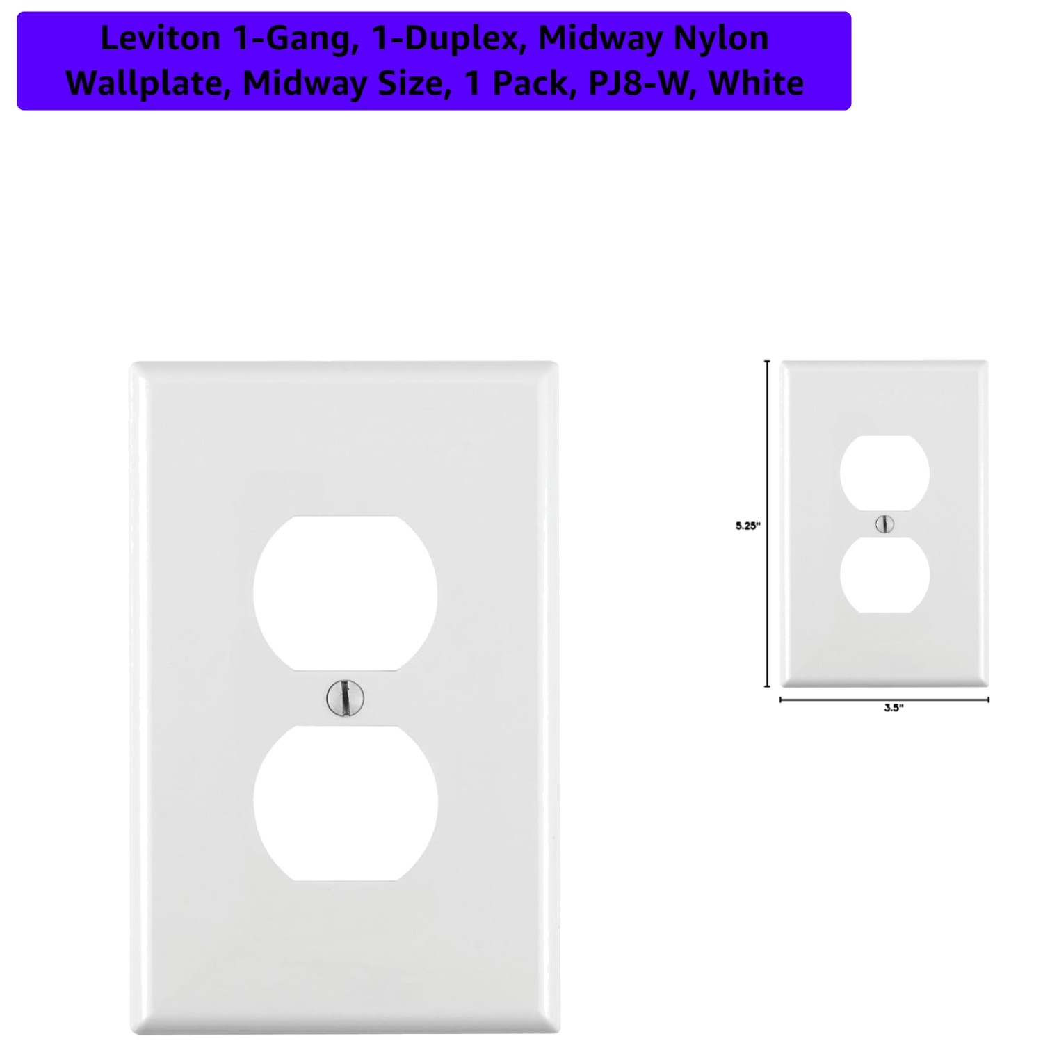 Elegant Midway Nylon Wallplate, 1-Gang Duplex, White – Perfect for Your Home