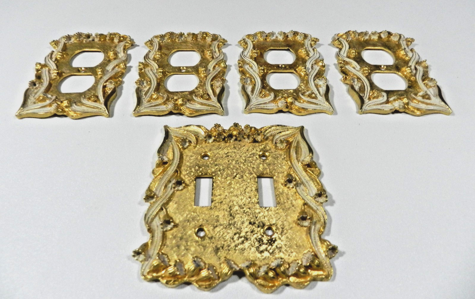 Vintage Brass Ornate Outlet Switch Plate Covers Set Of 5