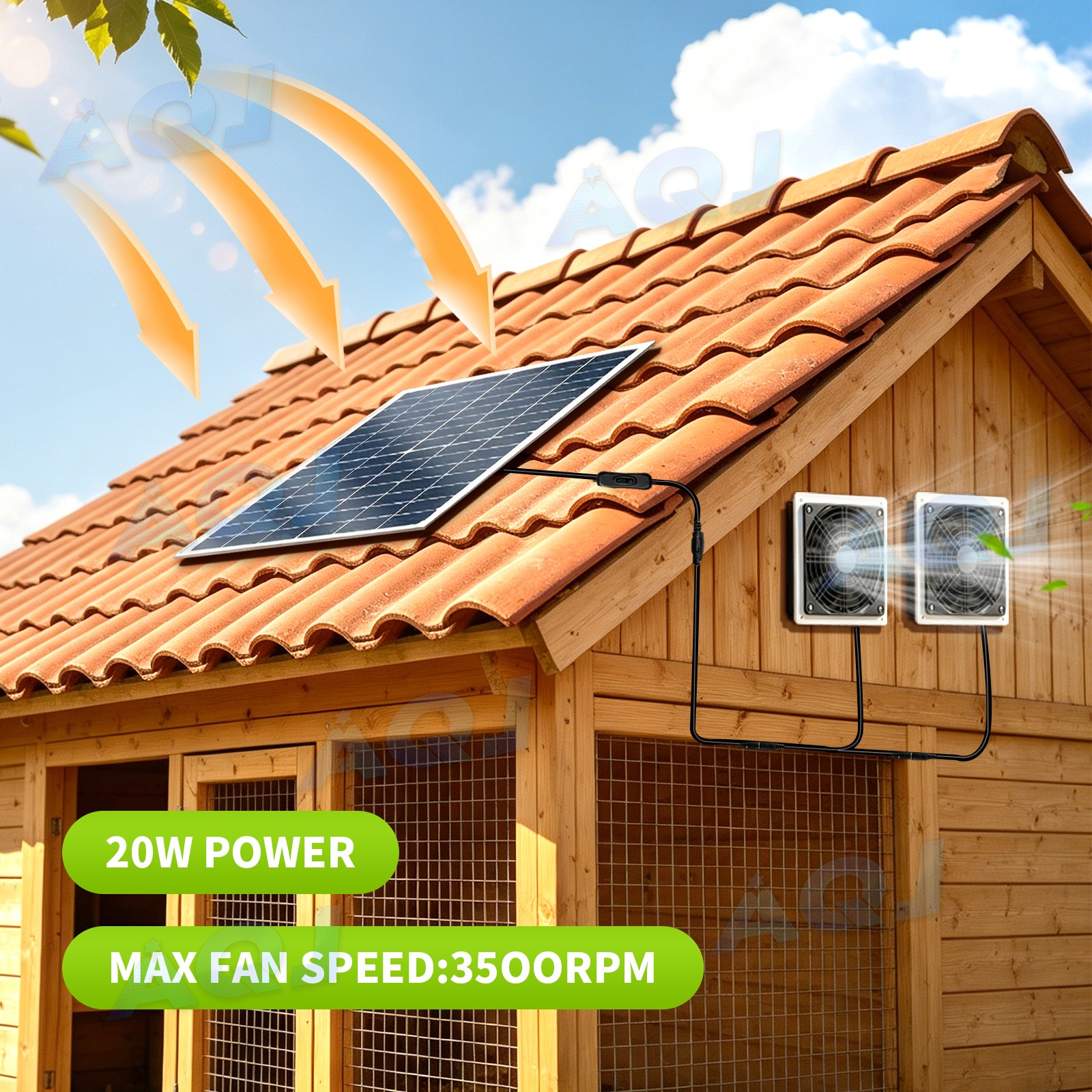 fo Shed Grenhouse, Dog House,Sola Powered Fan for ntake Or Exhraust Vent Cooling