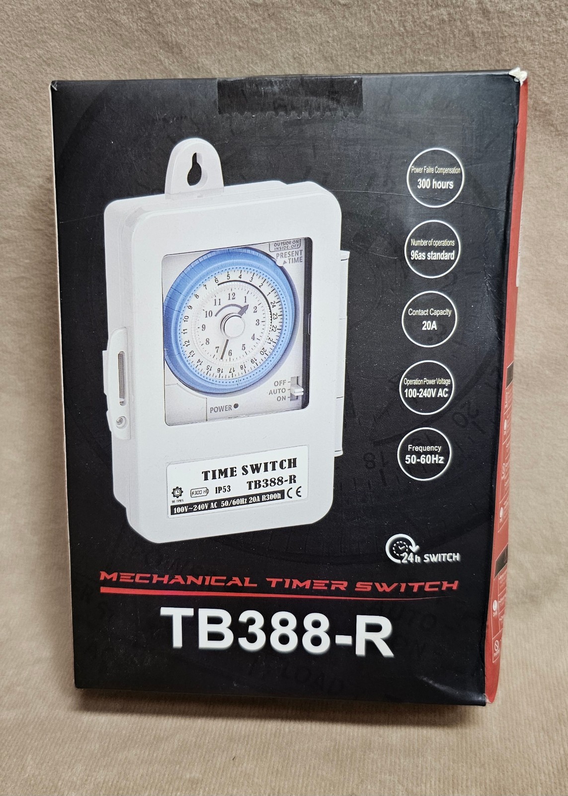 MECHANICAL 24 HOUR TIMER SWITCH 100-240V 60HZ 20A NEW