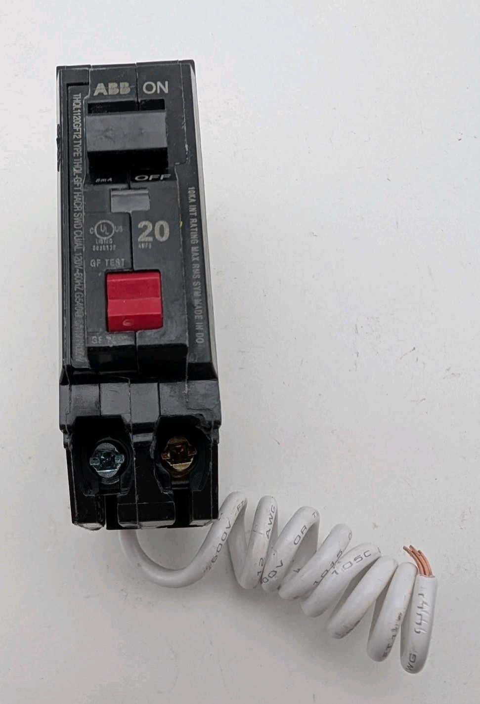 ABB 20 Amp 1-Pole GFCI Ground Fault Breaker with Self-Test THQL1120GFTA (No Box)