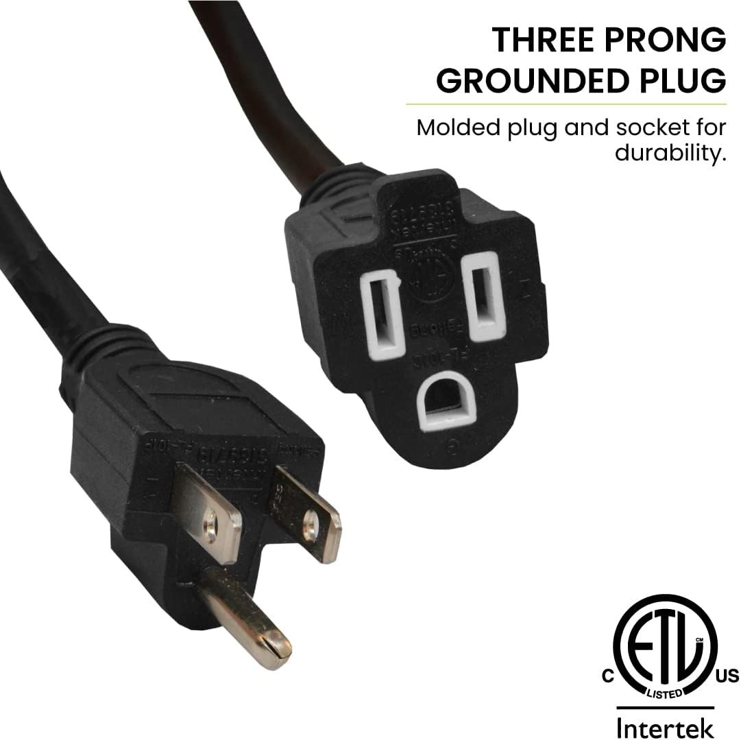 Go Green Power 50ft Black Outdoor Extension Cord – Moisture & Abrasion Resistant