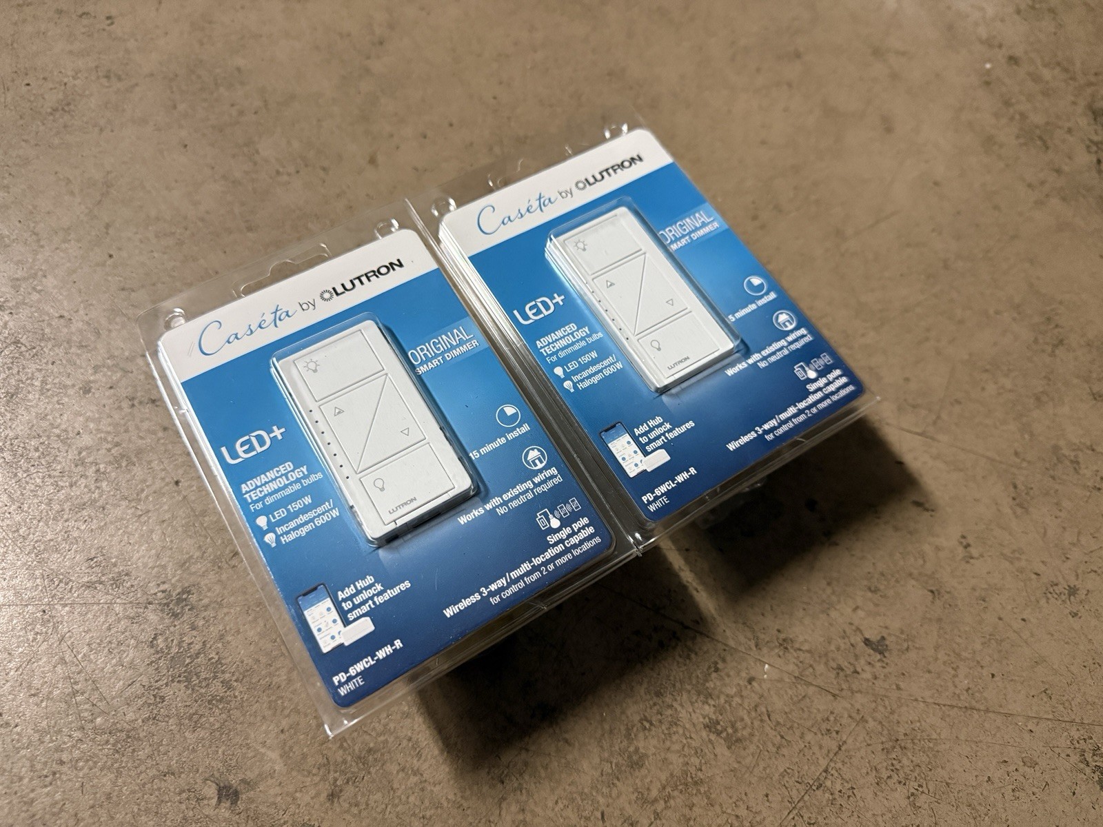 LOT OF 2 LUTRON ORIGINAL SMART SWITCH HOME PD-6WCL-WH-R WHITE BRAND NEW LOOK