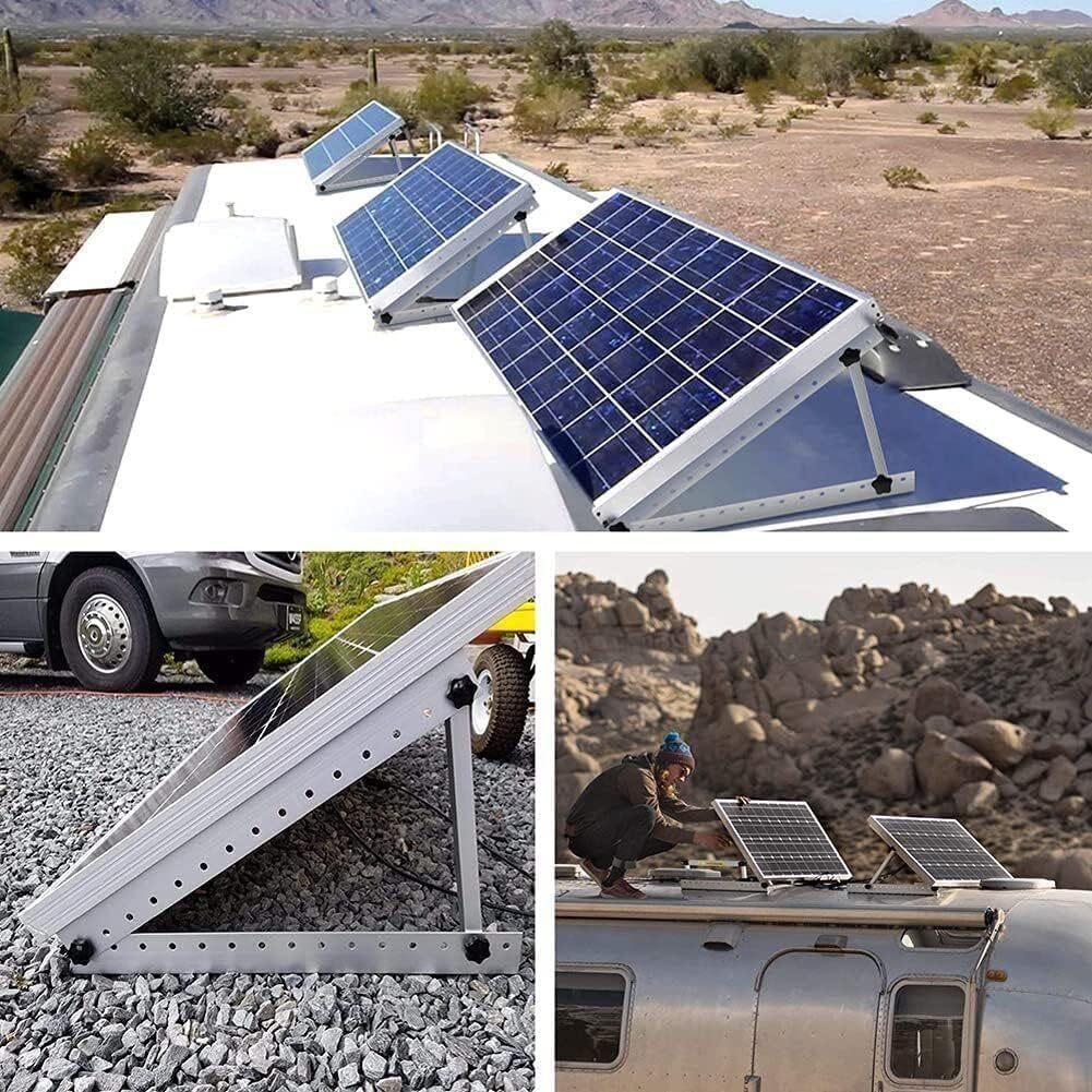 2 Set Adjustable Solar Panel RV Tilt Mounting Rack Bracket Rooftop Flat Surface