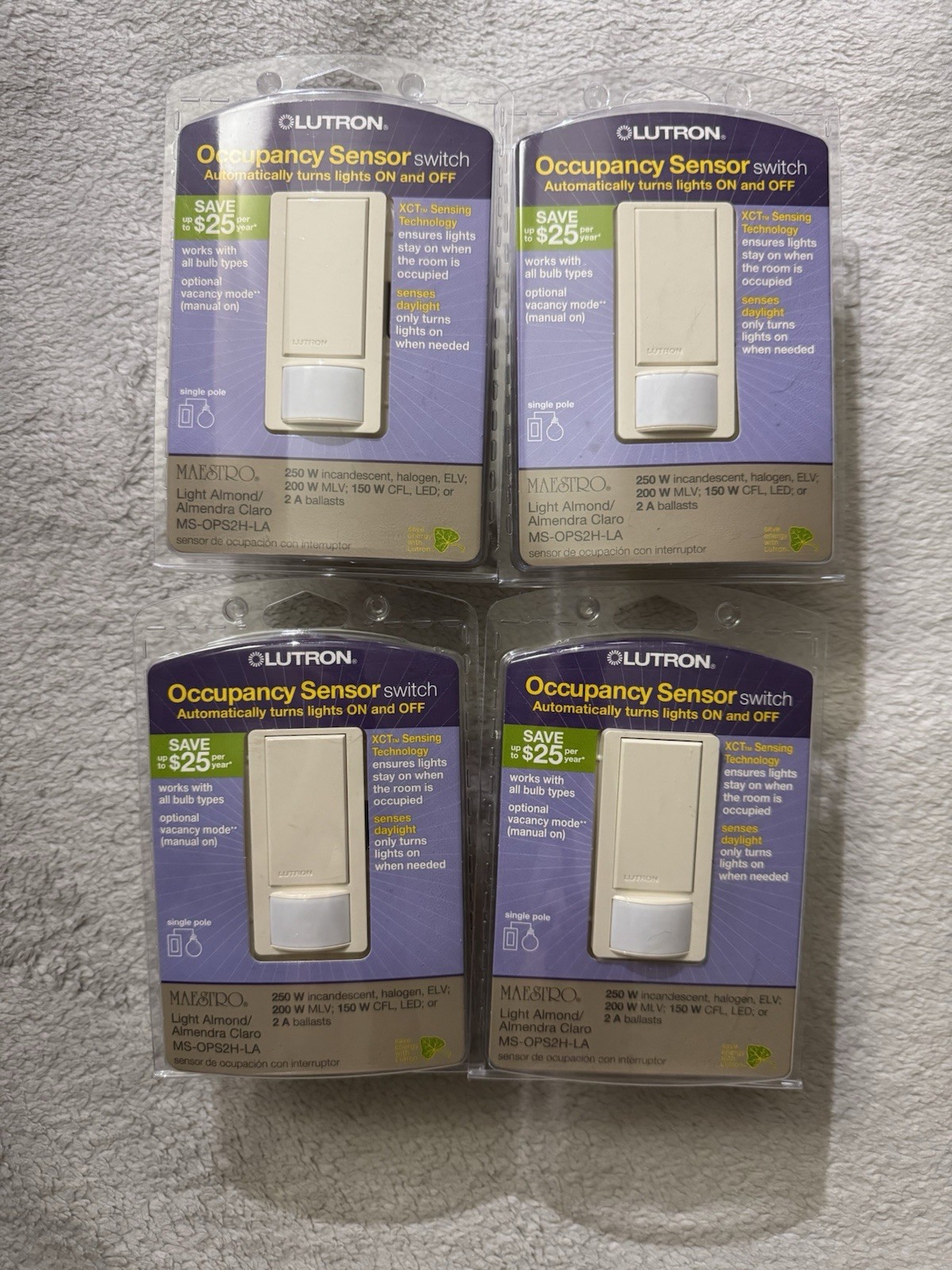 Lutron MS-OPS2H-LA Maestro Occupancy Sensor Light Almond PRICE PER DEVICE!