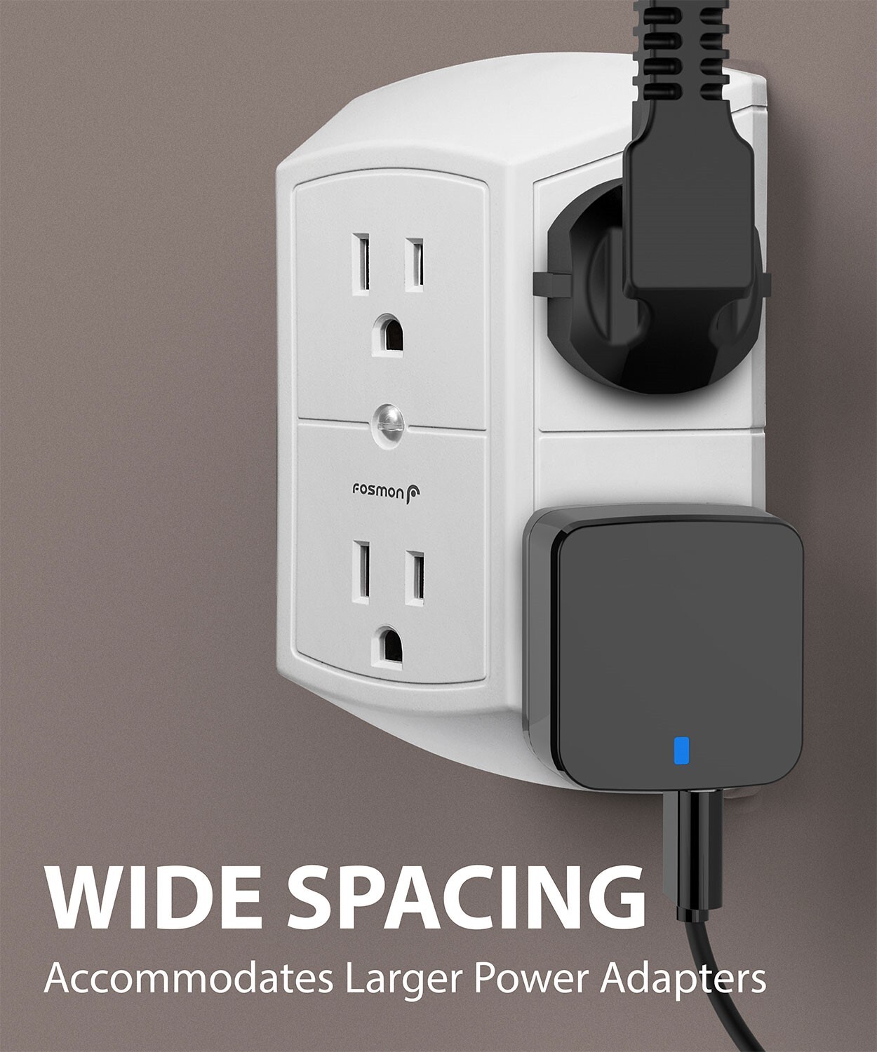 Fosmon x2 [ETL Listed] 3 Sided Grounded Indoor Wall Tap Adapter 6 Outlet AC Plug