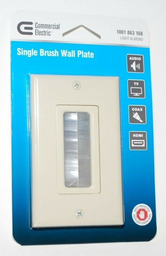 Commercial Electric Single Brush Plate Light Almond