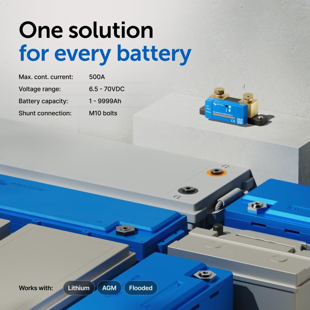 Victron SmartShunt 500A Battery Monitor IP65 VE.Direct Bluetooth 5 Marine