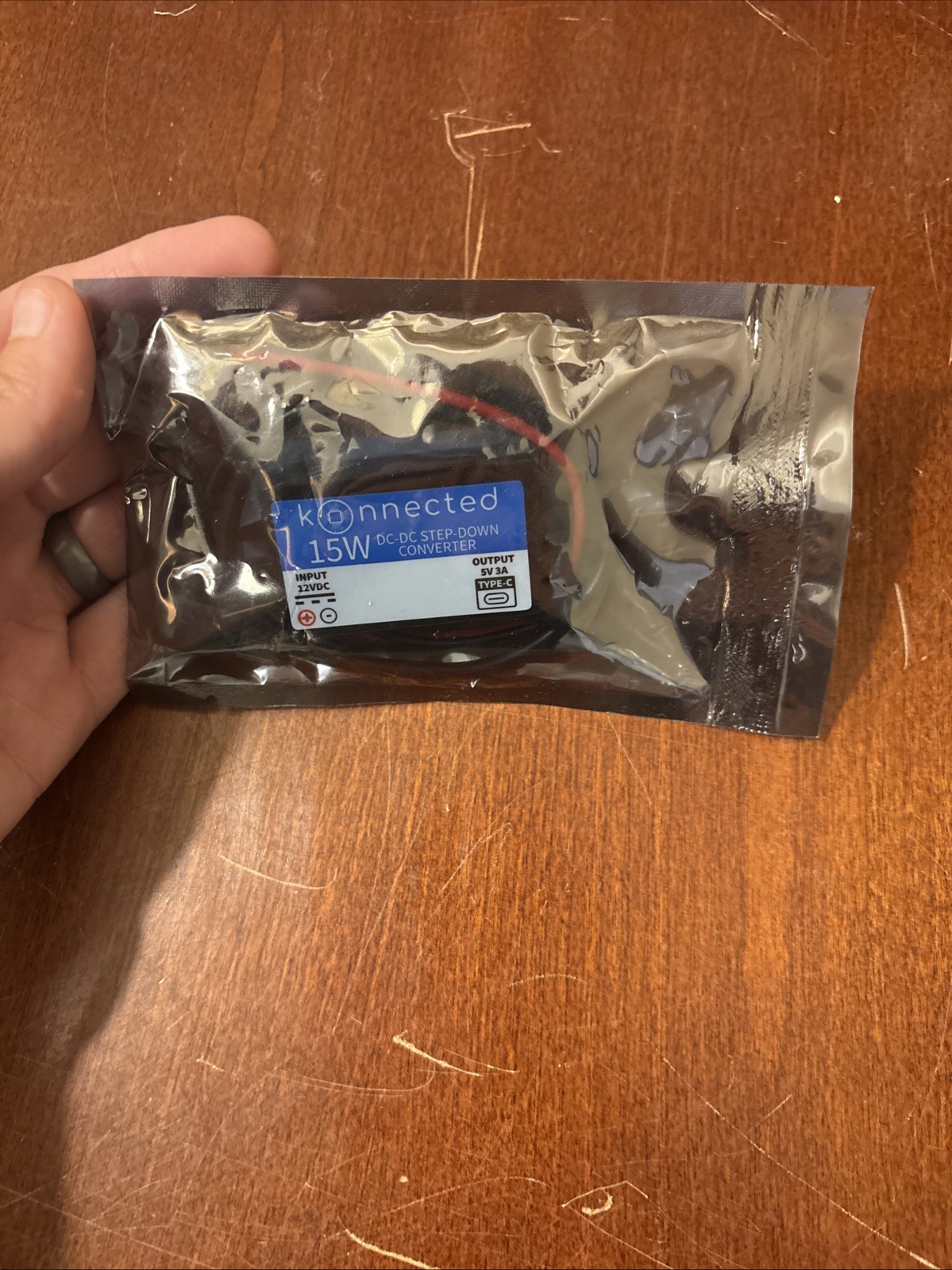 Konnected 12V to USB-C (5V) Voltage Converter w/Right-Angle Type-C Connector