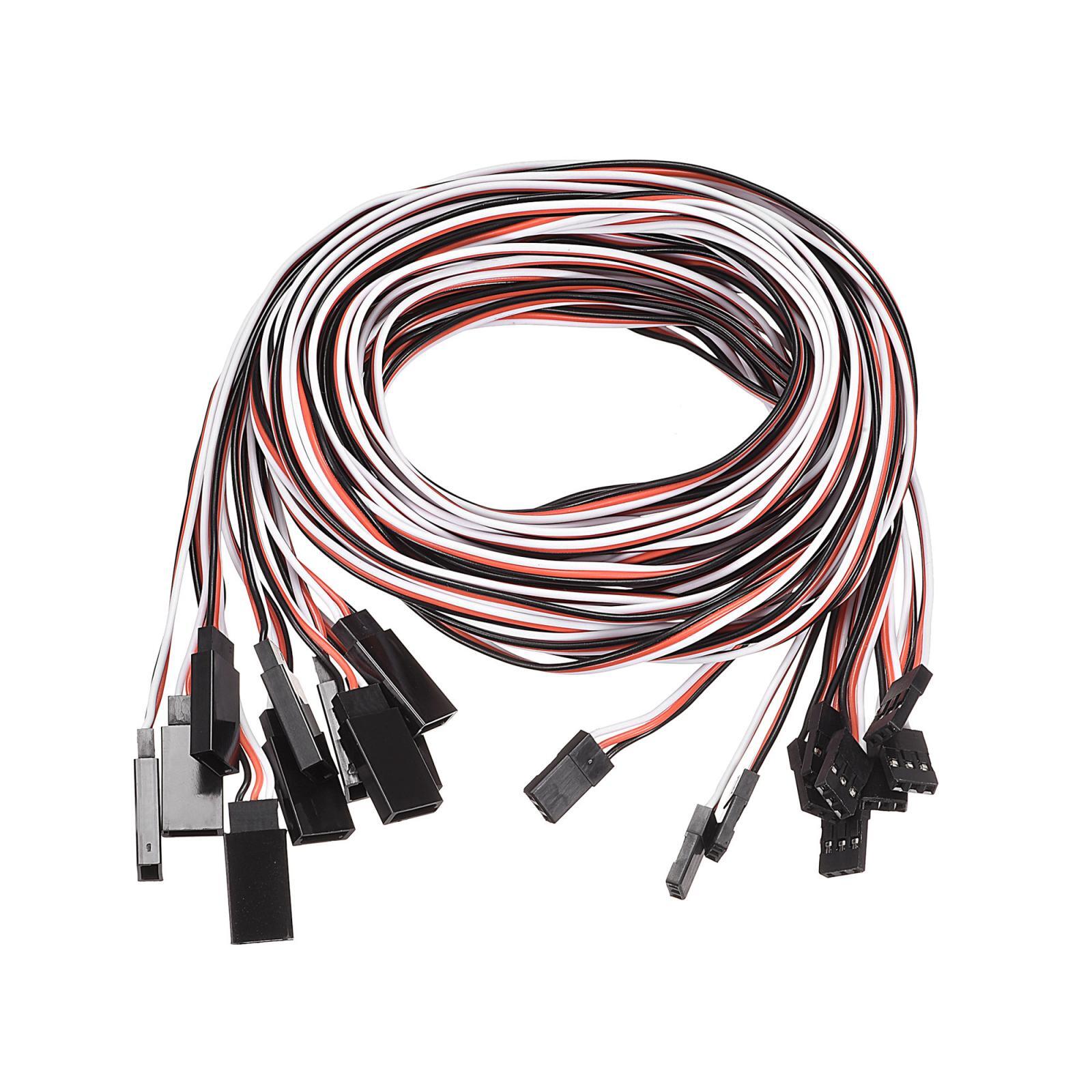10pcs 3-Pin Servo Extension Cable Cord Connector Lead Wire Male to Female 22AWG