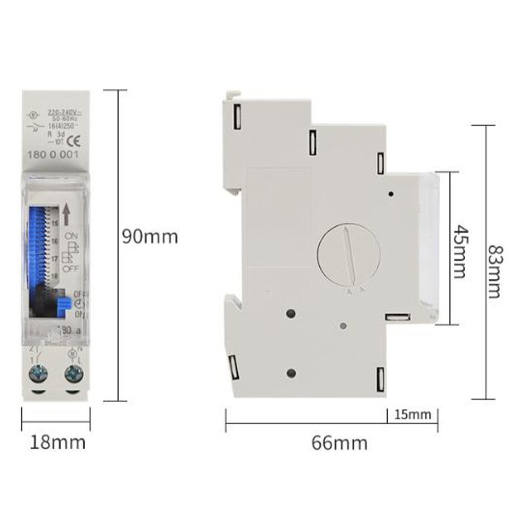Timer Switch 180A Mechanical 15 Min Setting Rail Mount for 110 220VAC Systems