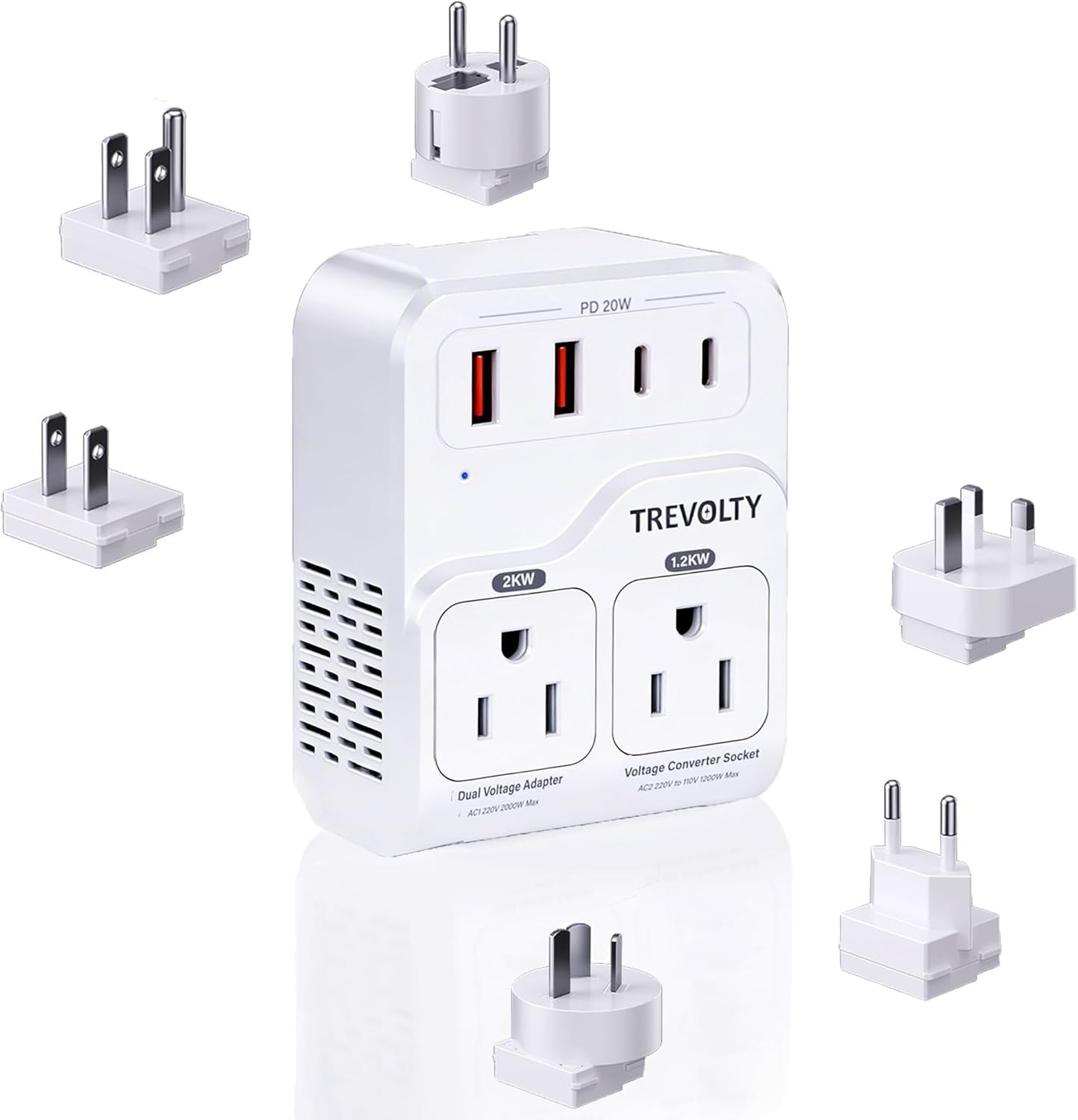 2000W Step Down Converter, 220V to 110V Voltage Converter with 3AC and 4USB