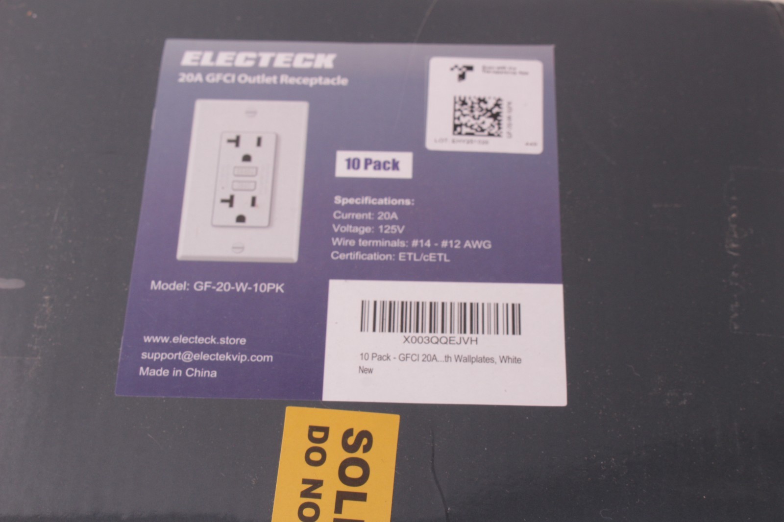 10-pack white electeck 20A GFCI outlet receptacles GF-20-W-10pk