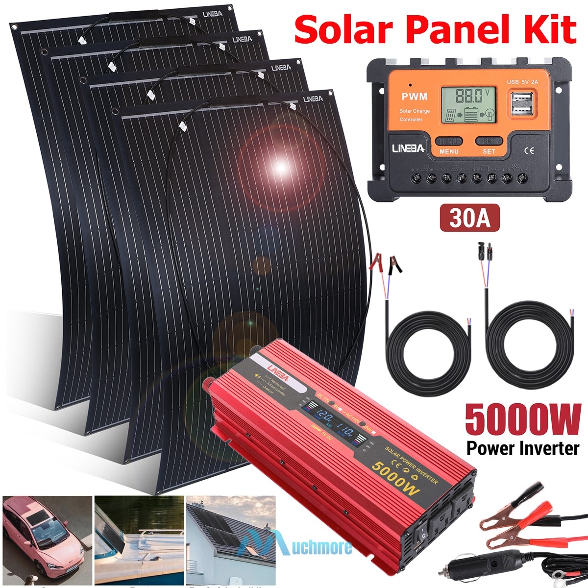 5000W Power Inverter & Solar Panel System for Home Complete Kit Solar Generator