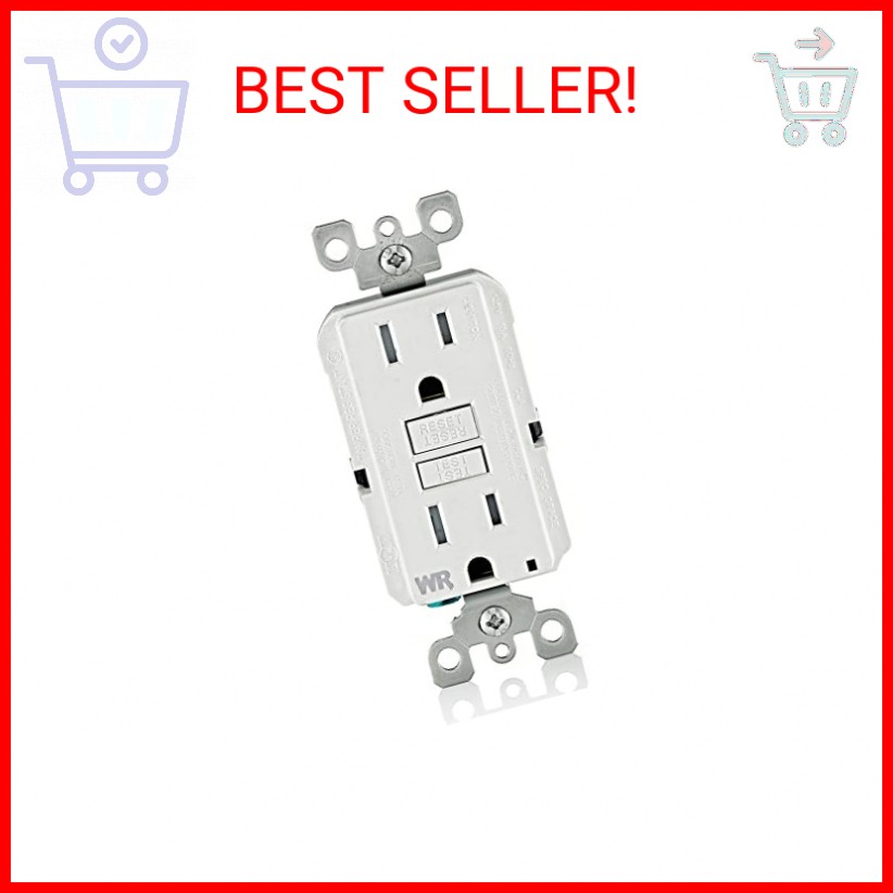 Leviton GFCI Weather-Resistant Outlet, 15 Amp, Self Test, Tamper-Resistant with