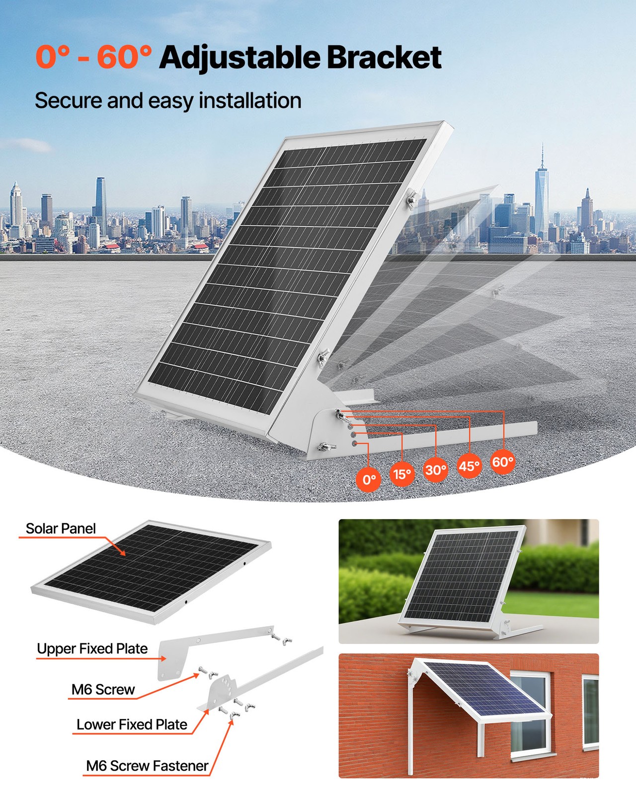 VEVOR Solar Battery Trickle Charger Kit 20W 12V with Built-in MPPT Controller