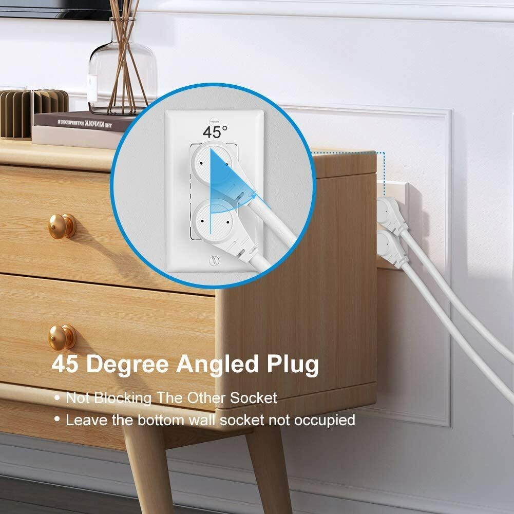 DEWENWILS Indoor Flat Plug Extension Cord 14 Gauge Heavy Duty 3 Prong 3Pack 1FT